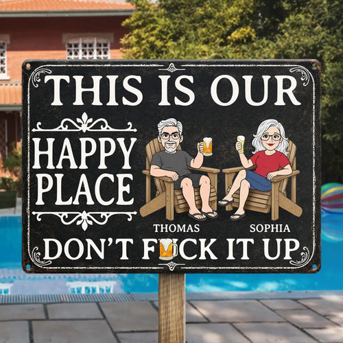 Custom Home Decor Metal Sign - Personalized  Summer Vacation And Travel Gifts For Husband And Wife, Him And Her - Our Little Slice Of Heaven
