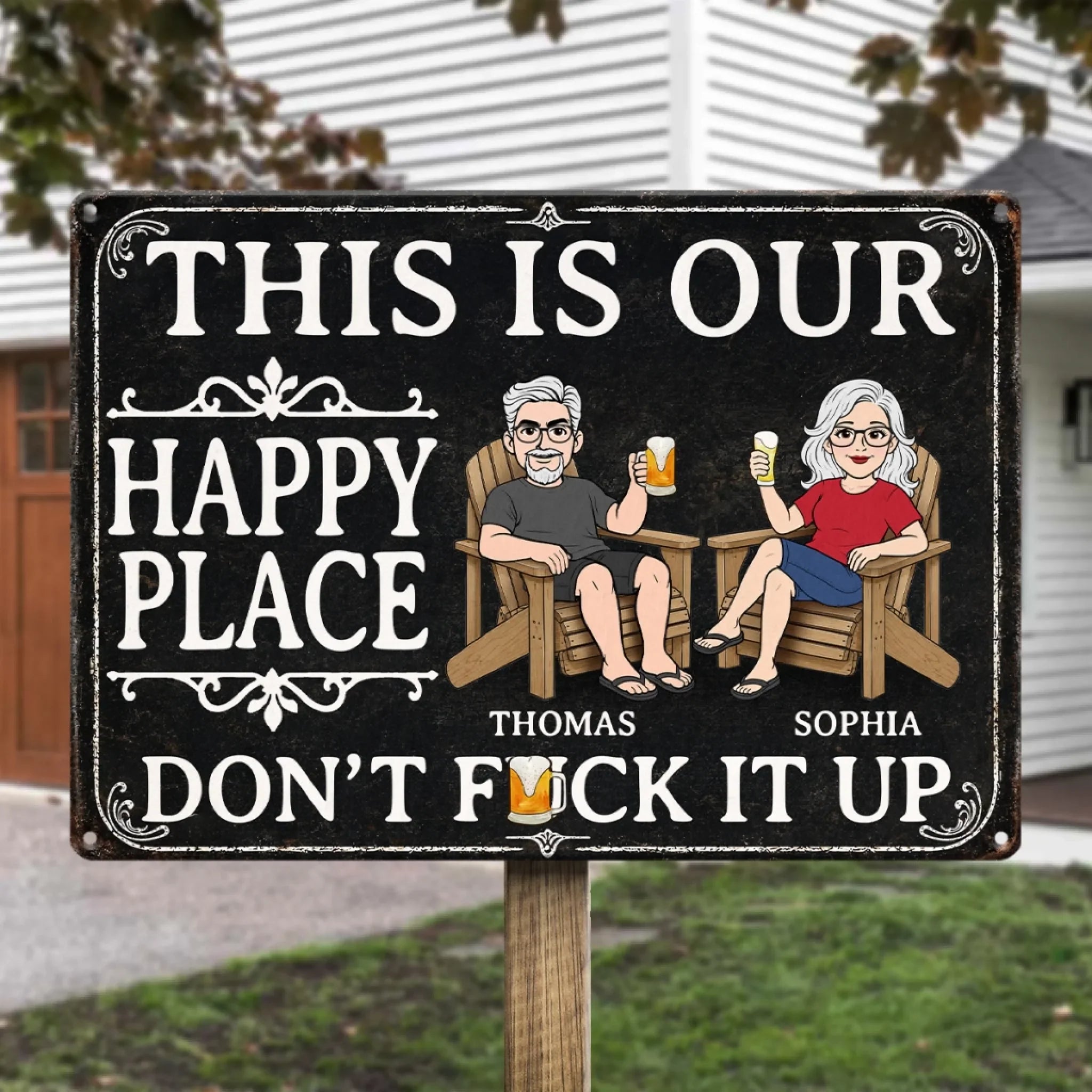 Custom Home Decor Metal Sign - Personalized  Summer Vacation And Travel Gifts For Husband And Wife, Him And Her - Our Little Slice Of Heaven