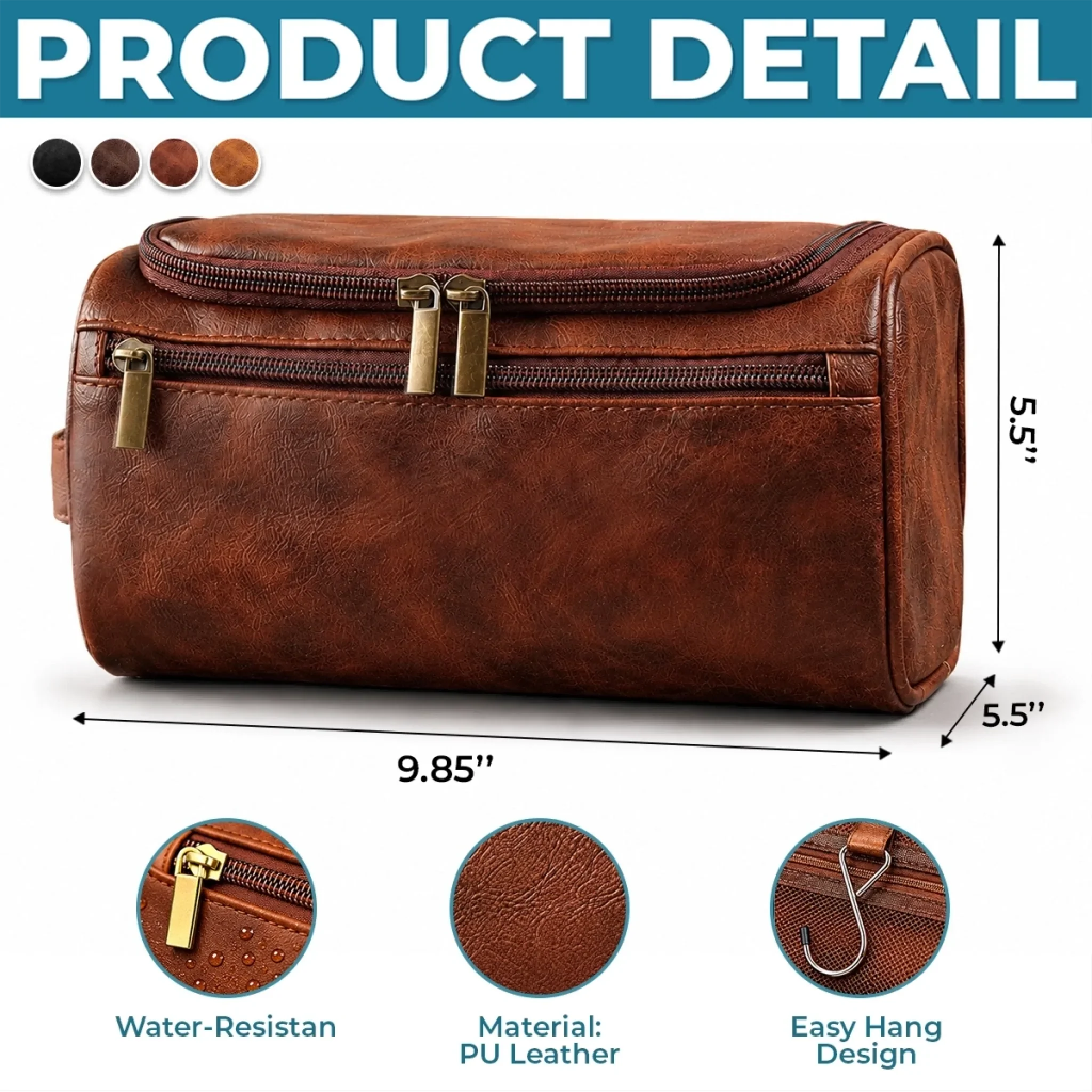 Custom Photo Leather Toiletry Bag - Personalized Anniversary Wedding Gifts For Husband And Wife, Him And Her - Journeying Through Life Together
