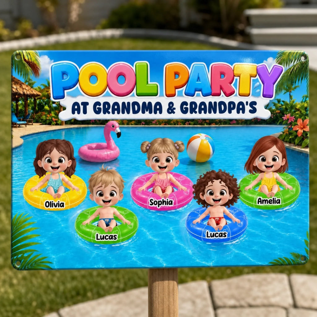 Custom Poolside Home Decor Metal Sign - Personalized Summer Vacation And Travel, Poolside Gifts For Grandma, Grandpa - Pool Days With Grandkids