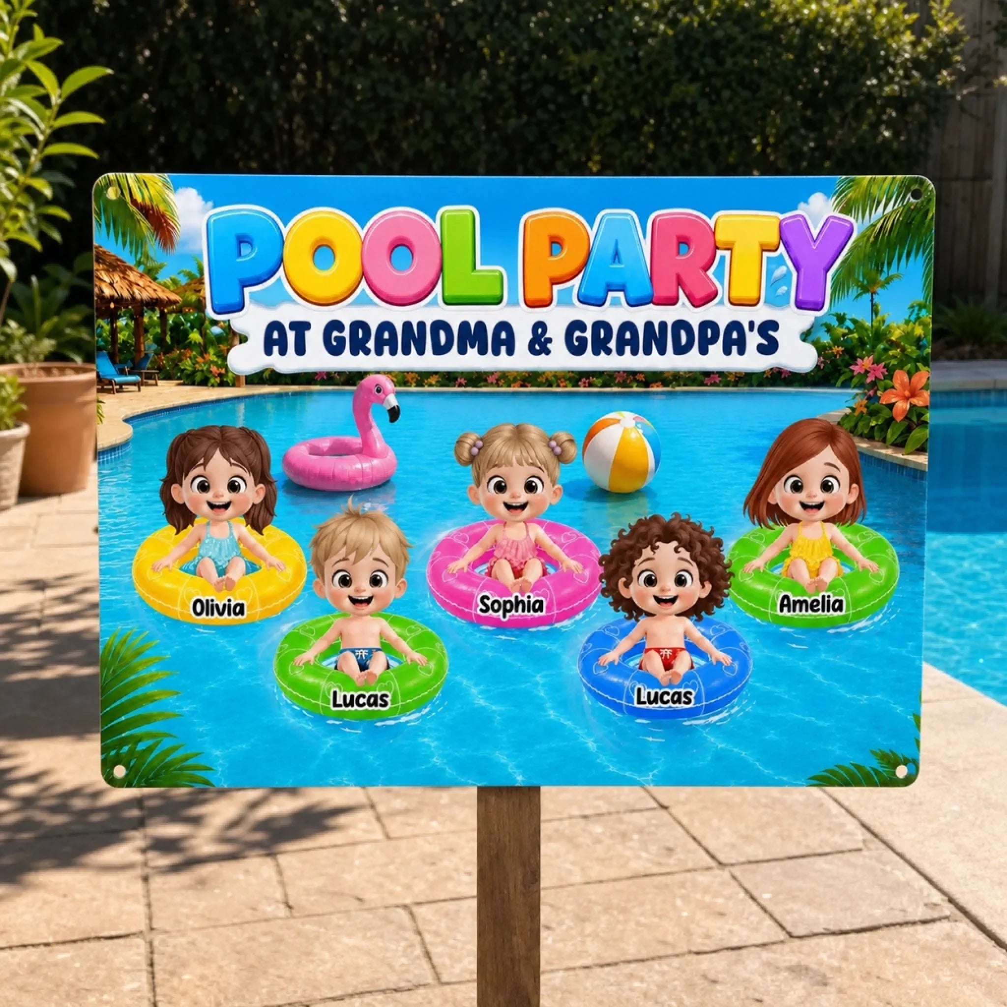 Custom Poolside Home Decor Metal Sign - Personalized Summer Vacation And Travel, Poolside Gifts For Grandma, Grandpa - Pool Days With Grandkids