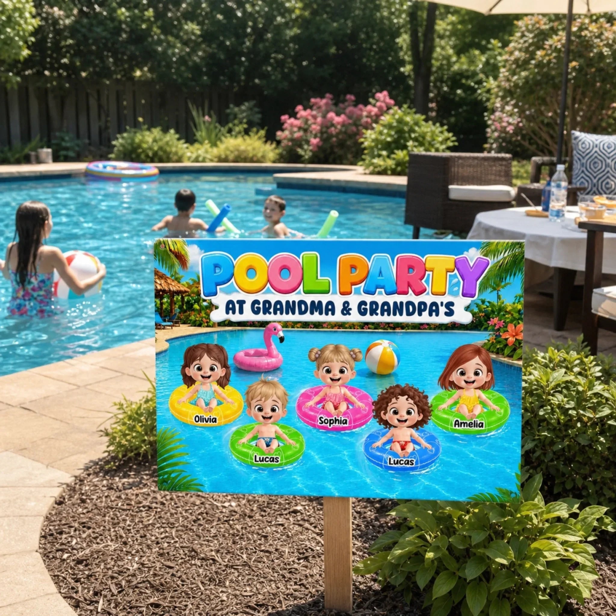 Custom Poolside Home Decor Metal Sign - Personalized Summer Vacation And Travel, Poolside Gifts For Grandma, Grandpa - Pool Days With Grandkids