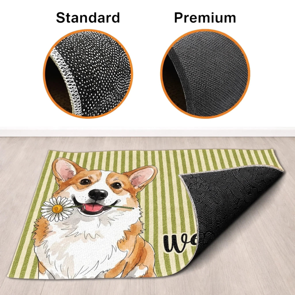 Custom Photo Home Decor Decorative Mat - Gifts For Dog Cat Lovers, Dog Dad And Mom, Cat Owners - The Paws Welcome You