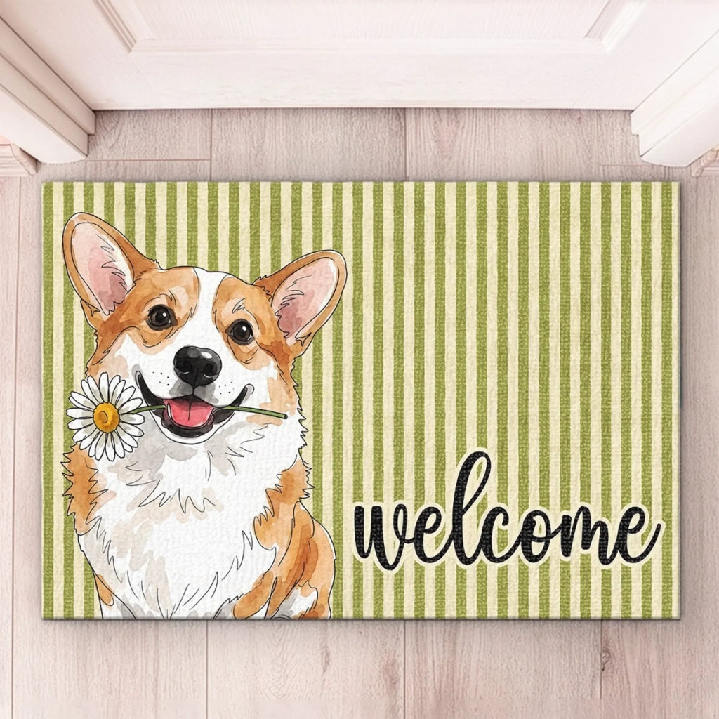 Custom Photo Home Decor Decorative Mat - Gifts For Dog Cat Lovers, Dog Dad And Mom, Cat Owners - The Paws Welcome You