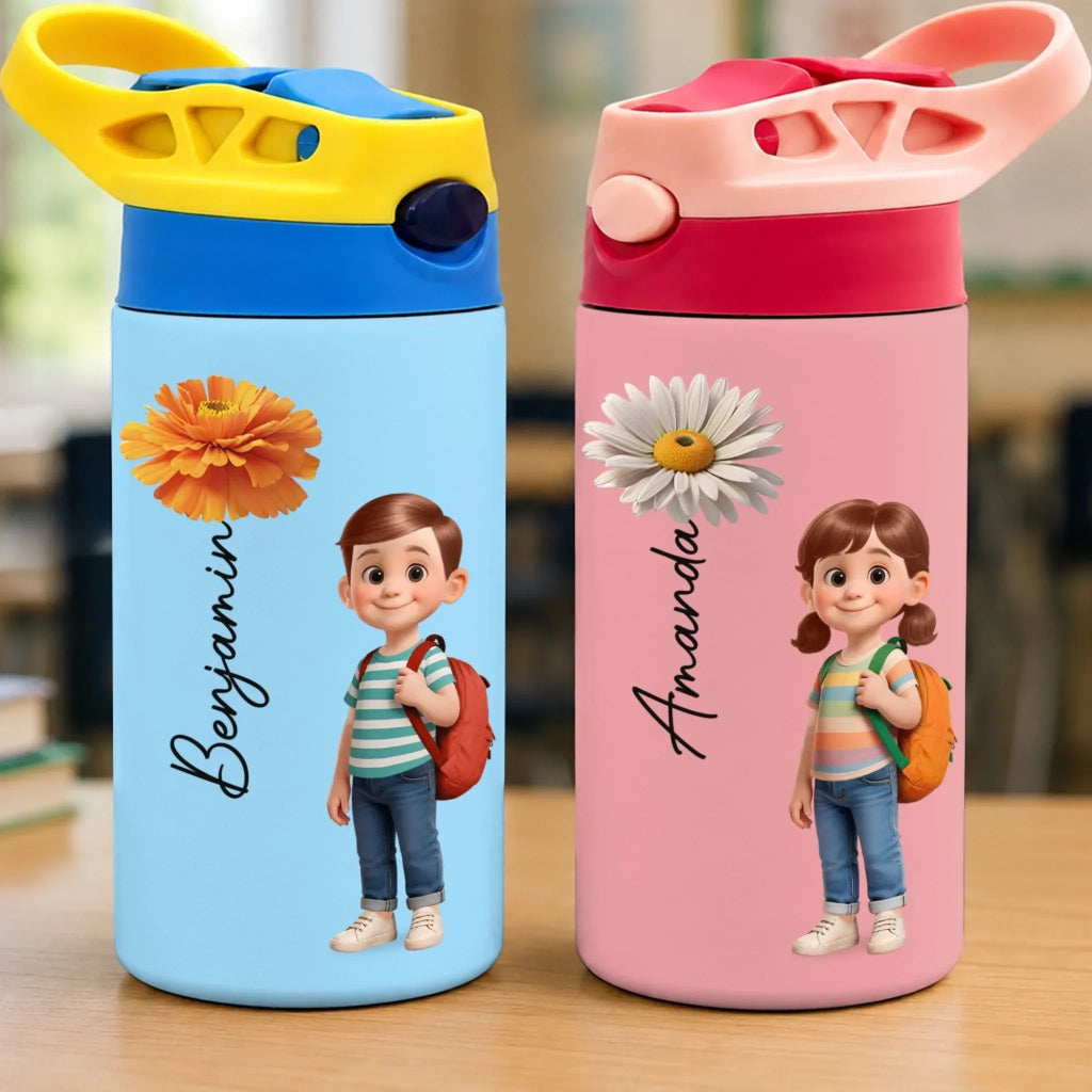 Custom Kids Insulated Water Bottle - Personalized Back To School Gifts For Kids - Big Dreams Start
