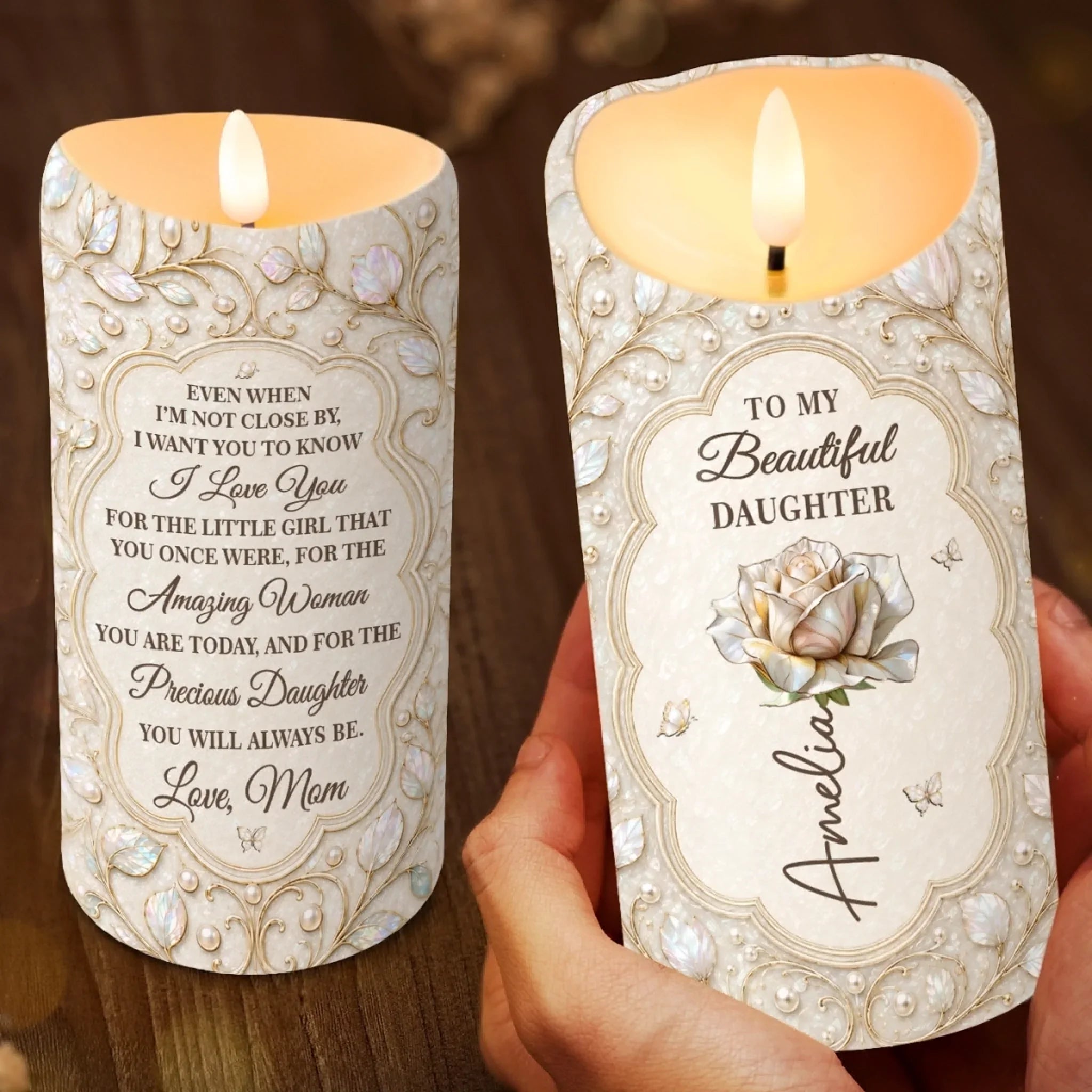 Custom LED Candle - Personalized Birthday Gifts For Daughter - A Daughter’s Love Never Fades