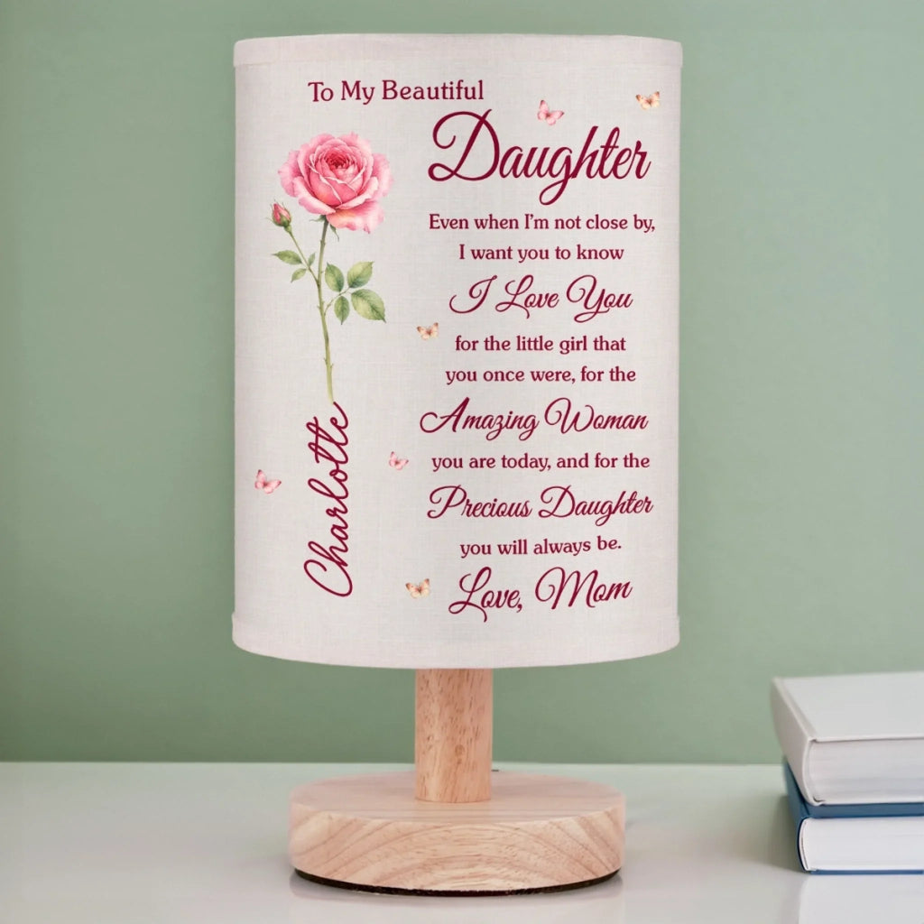Custom Linen Bedside Table Lamp - Personalized  Birthday Gifts For Daughter - Always Close To Your Heart