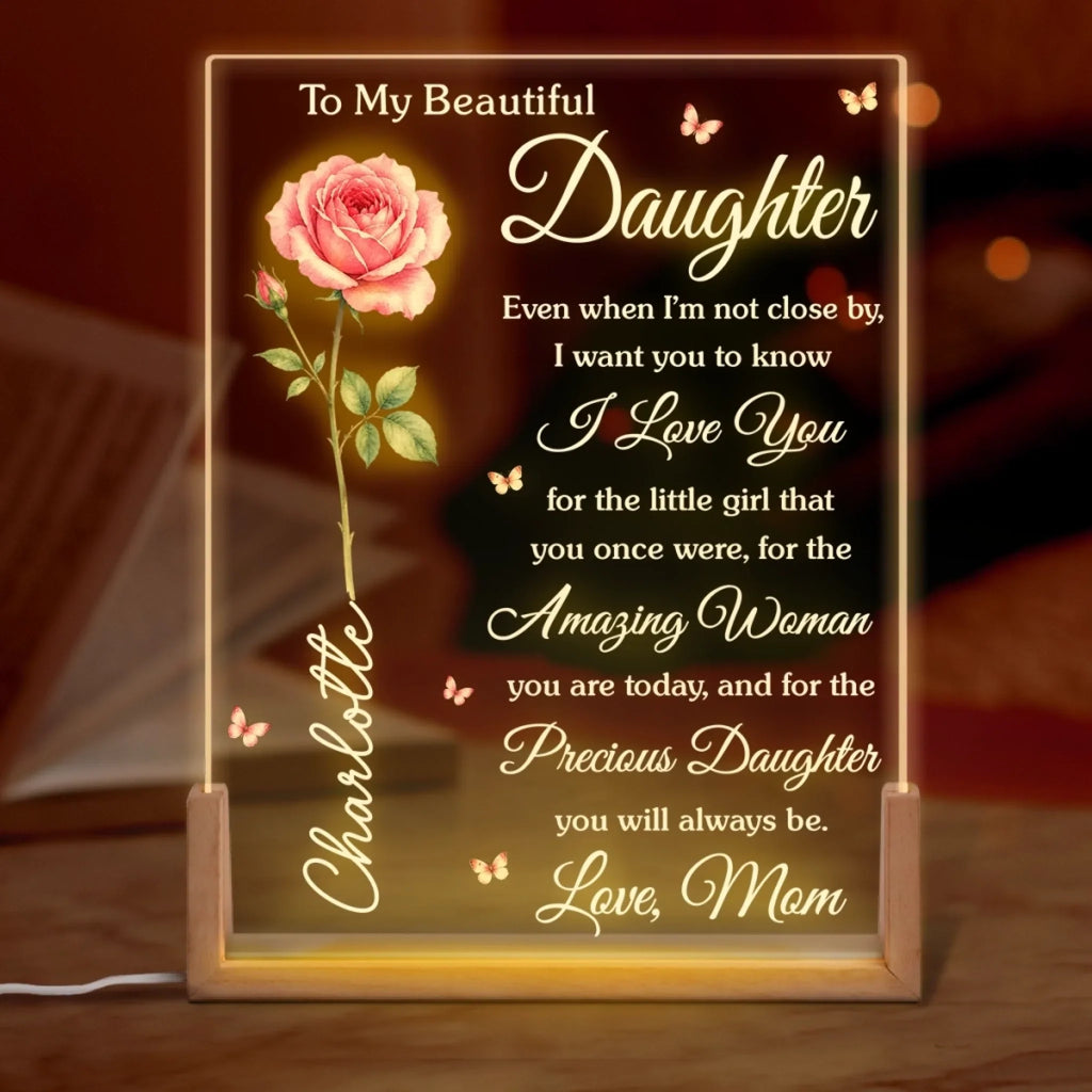 Custom Shaped 3D LED Walnut Night Light - Personalized Birthday Gifts For Daughter - Glowing Memories From Mom