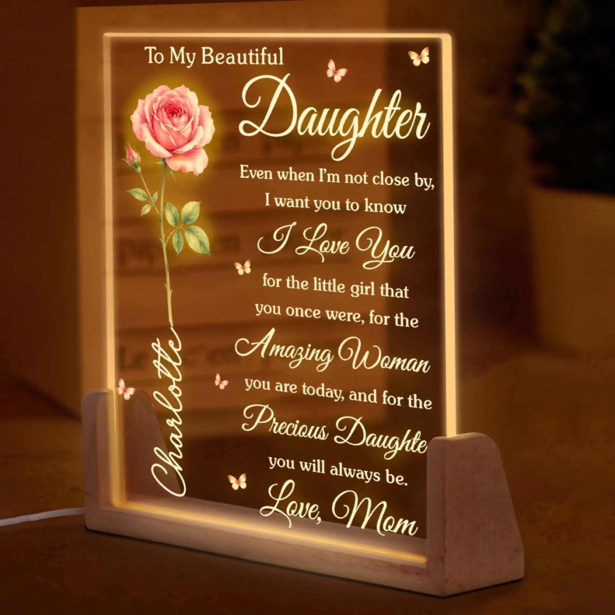 Custom Shaped 3D LED Walnut Night Light - Personalized Birthday Gifts For Daughter - Glowing Memories From Mom