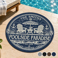 Custom Poolside Shaped Doormat - Personalized Summer Vacation And Travel Gifts For Mom, Dad, Brother, Sister, Kids - Sunshine Family Time