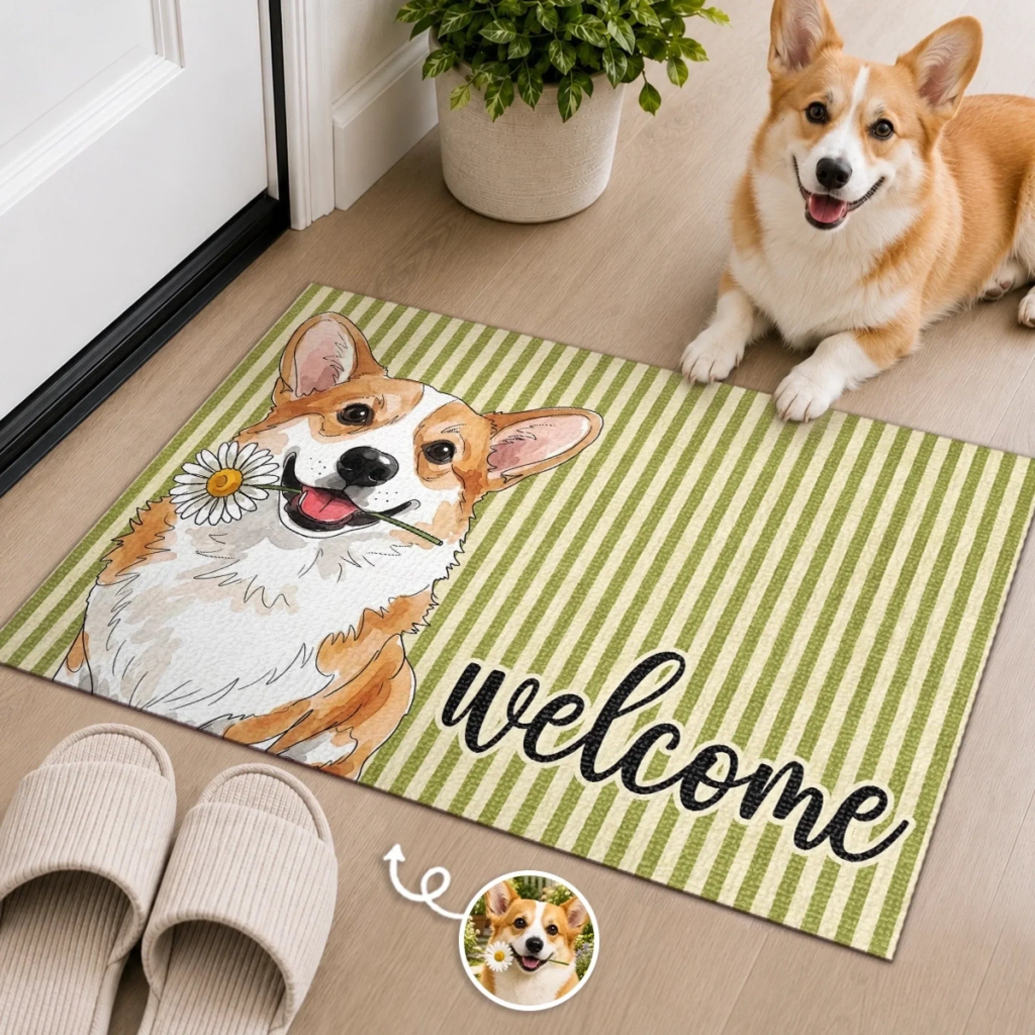 Custom Photo Home Decor Decorative Mat - Gifts For Dog Cat Lovers, Dog Dad And Mom, Cat Owners - The Paws Welcome You