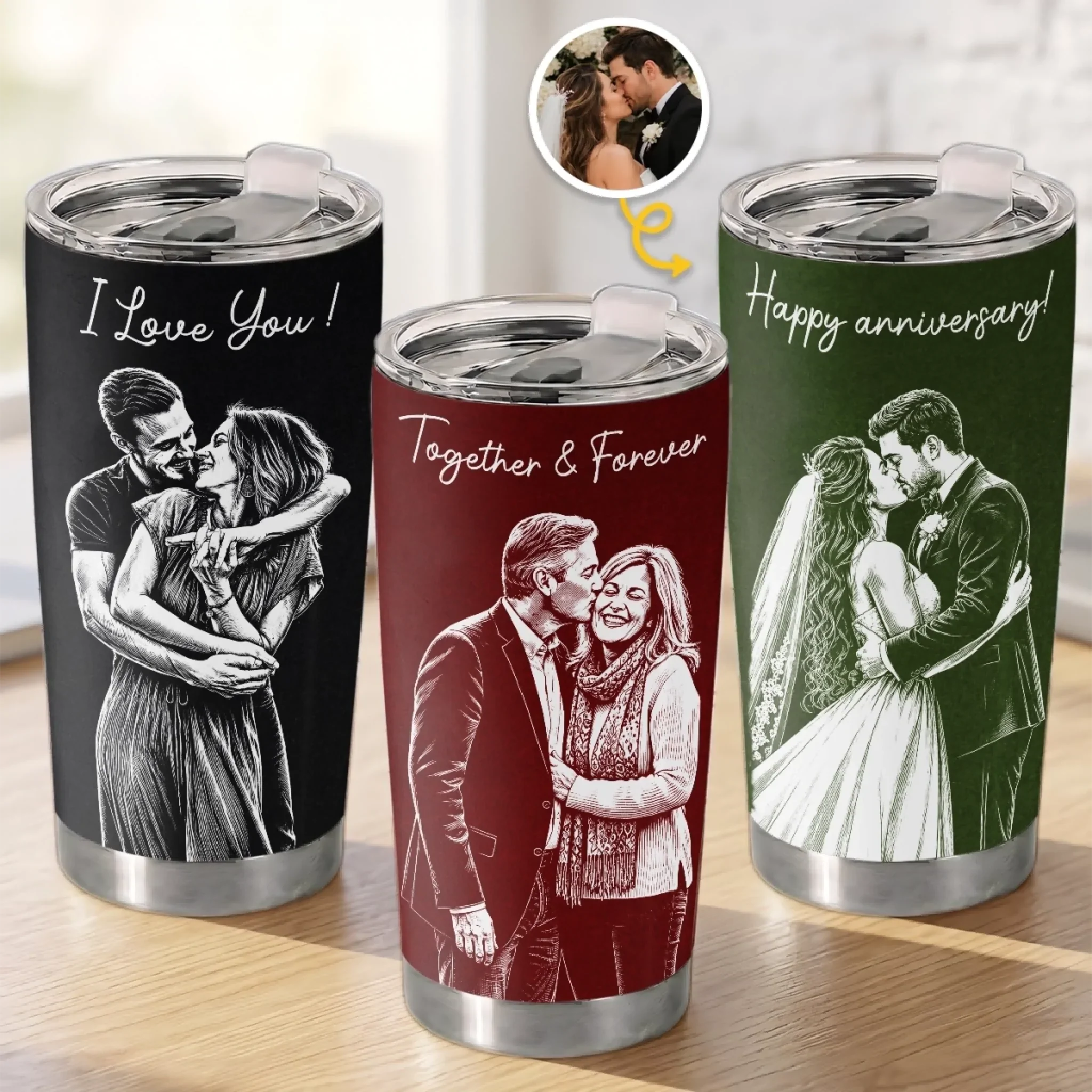 Custom Photo Tumbler - Personalized Anniversary Wedding Gifts For Husband And Wife, Him And Her - Better Together