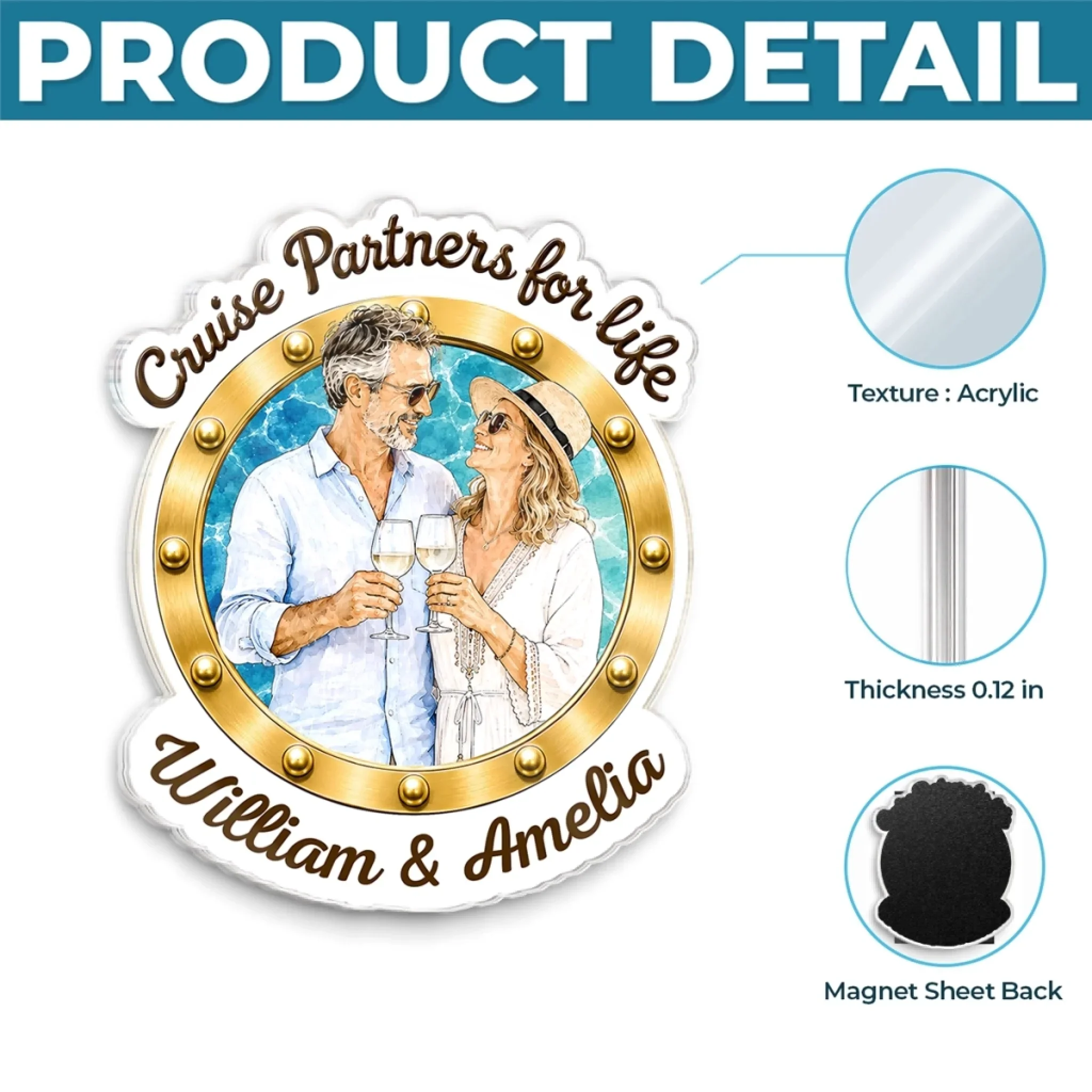 Custom Photo Cruise Ship Door Magnet - Personalized Summer Vacation And Travel Gifts For Husband And Wife, Him And Her, Cruise Lovers - Our Cabin, Our Happy Place