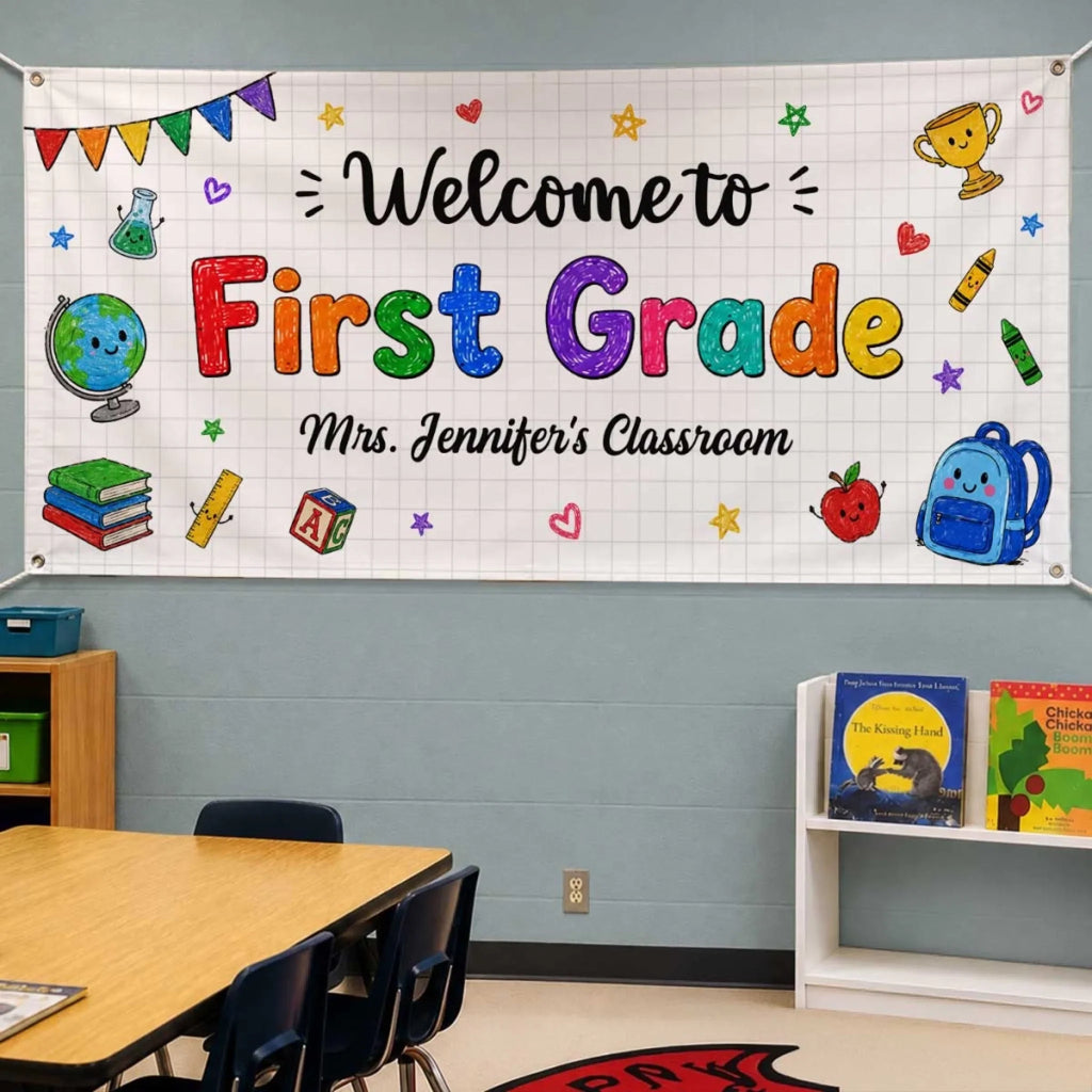 Custom Classroom Decor Outdoor Banner - Personalized Back To School Gifts For Teachers - Teaching With Heart