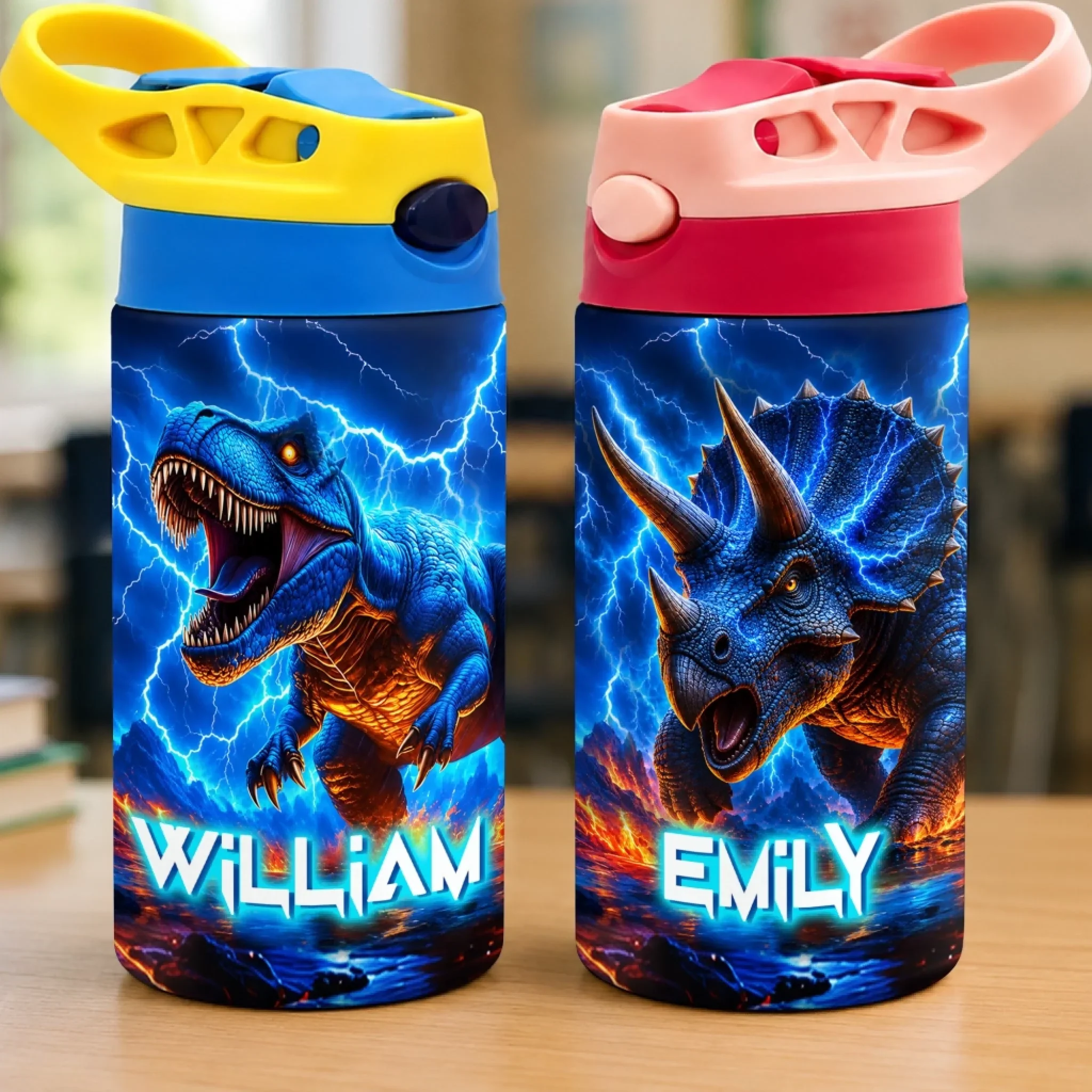 Custom Kids Insulated Water Bottle - Personalized Back To School Gifts For Kids - Roar Into Adventure