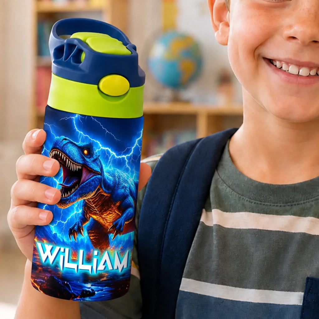 Custom Kids Insulated Water Bottle - Personalized Back To School Gifts For Kids - Roar Into Adventure
