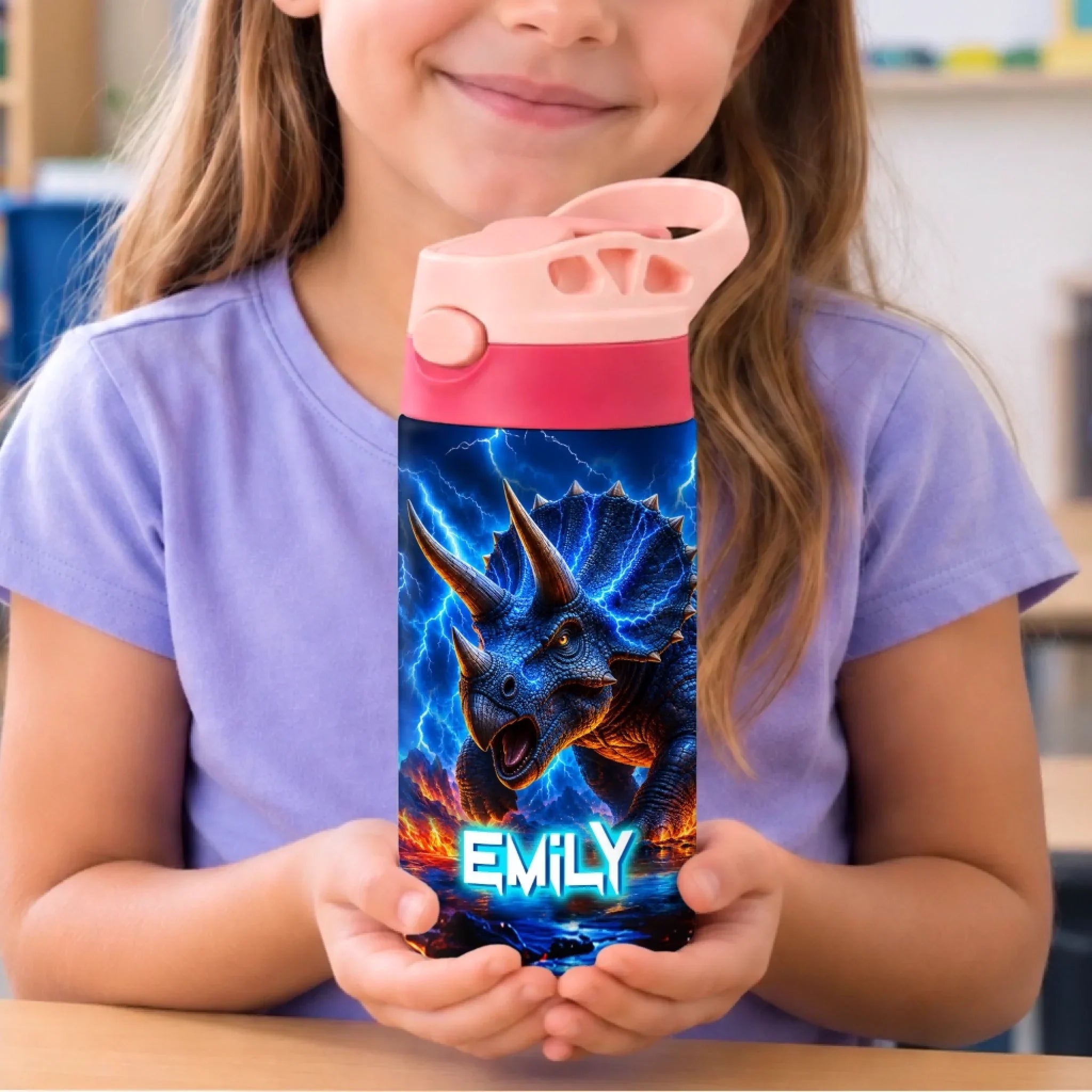 Custom Kids Insulated Water Bottle - Personalized Back To School Gifts For Kids - Roar Into Adventure