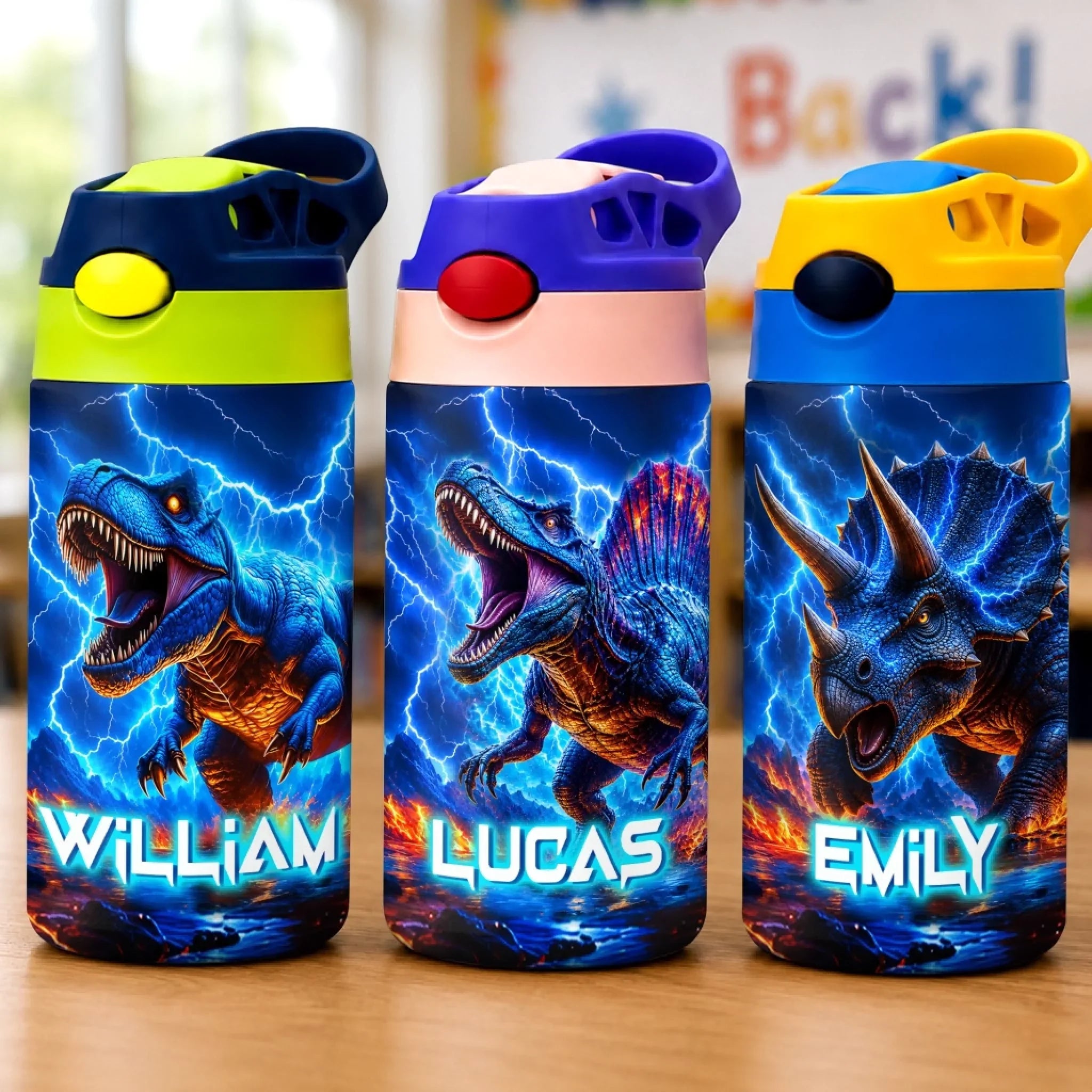 Custom Kids Insulated Water Bottle - Personalized Back To School Gifts For Kids - Roar Into Adventure
