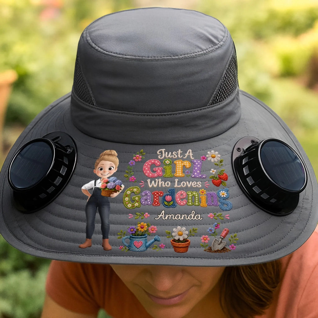 Custom Hat With Fans Solar Power - Personalized Birthday Garden Gifts For Gardeners - My Personal Oasis