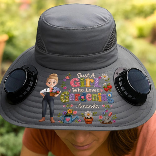 Custom Hat With Fans Solar Power - Personalized Birthday Garden Gifts For Gardeners - My Personal Oasis