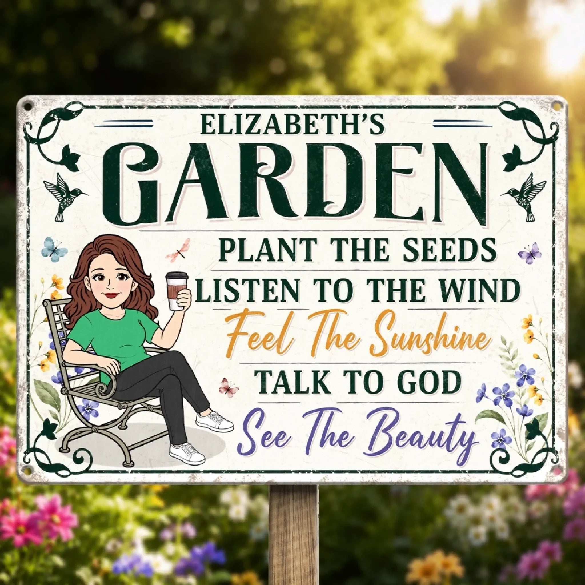 Custom Home Decor Metal Sign - Personalized  Birthday Garden Gifts For Gardeners - My Happy Place Only
