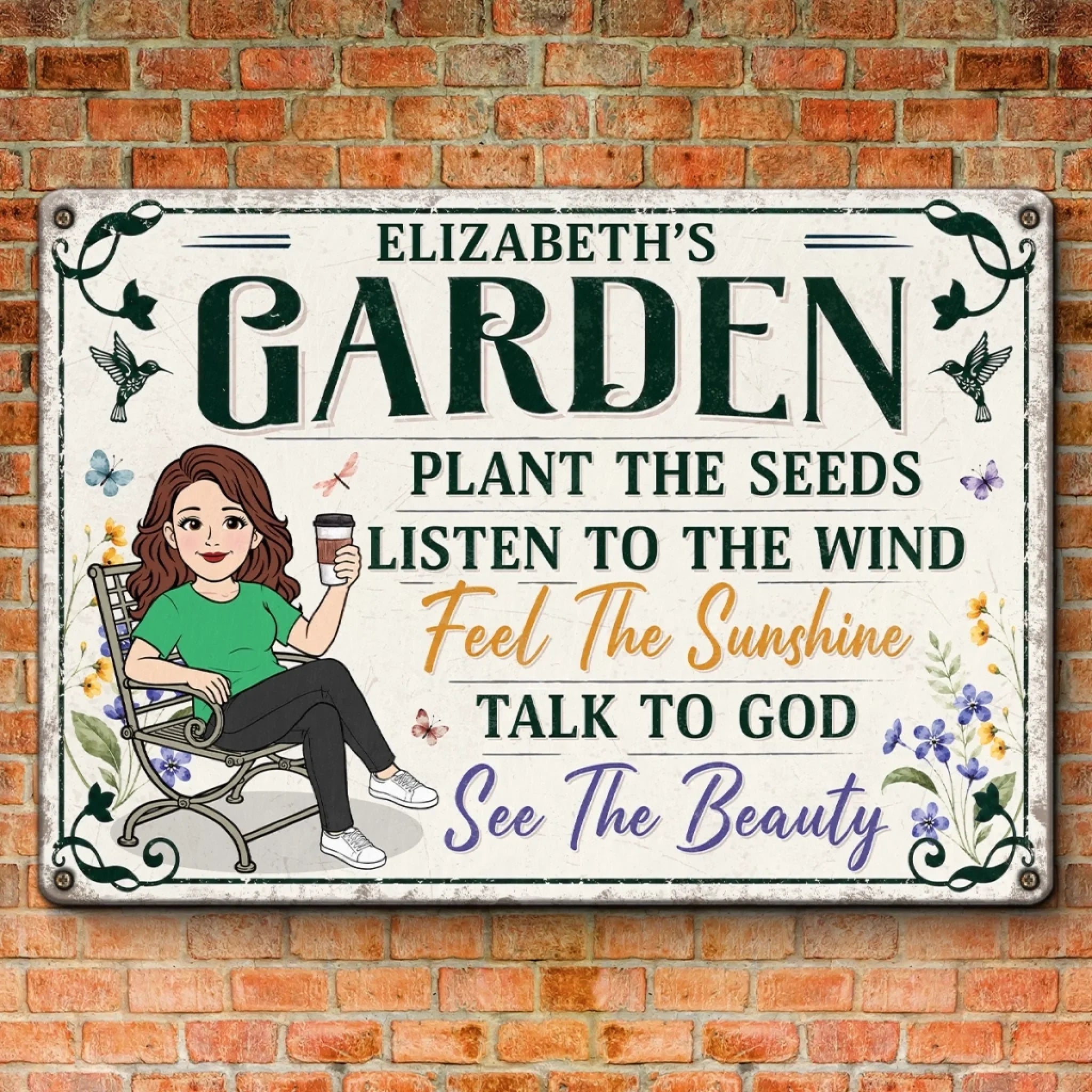 Custom Home Decor Metal Sign - Personalized  Birthday Garden Gifts For Gardeners - My Happy Place Only