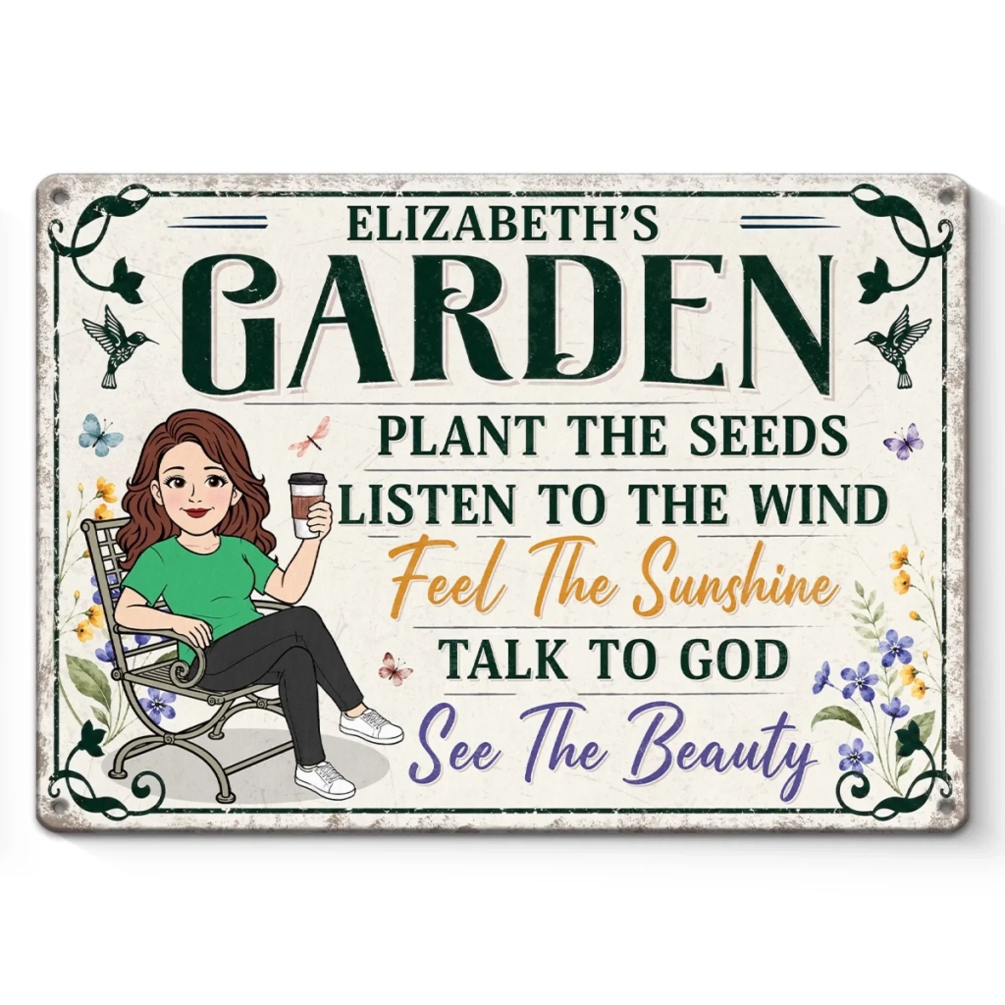 Custom Home Decor Metal Sign - Personalized  Birthday Garden Gifts For Gardeners - My Happy Place Only
