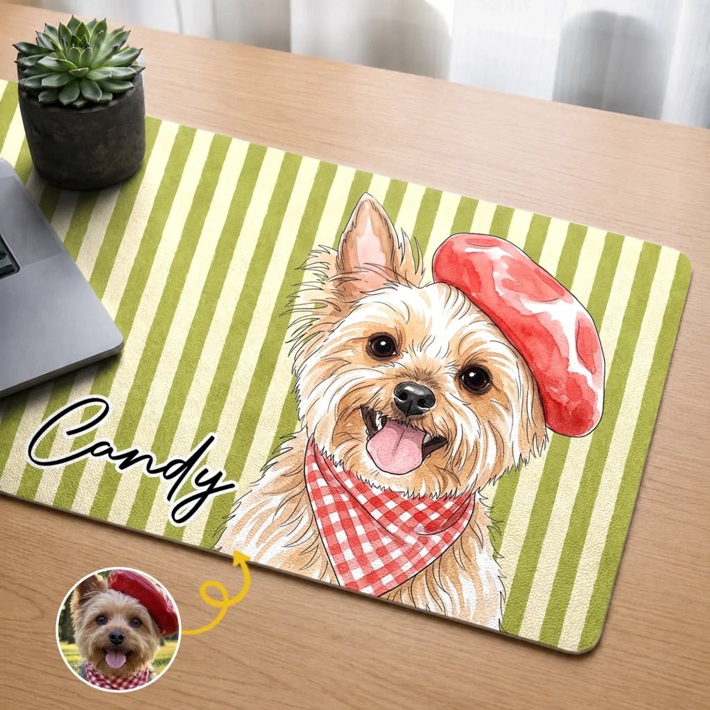 Custom Photo Desk Mat - Personalized Birthday Gifts For Dog Cat Lovers, Dog Dad And Mom, Cat Owners - Just Serving My Furry Boss