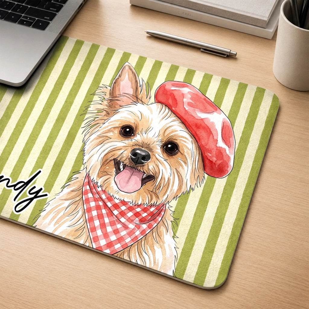 Custom Photo Desk Mat - Personalized Birthday Gifts For Dog Cat Lovers, Dog Dad And Mom, Cat Owners - Just Serving My Furry Boss