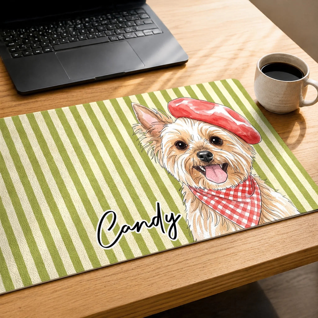 Custom Photo Desk Mat - Personalized Birthday Gifts For Dog Cat Lovers, Dog Dad And Mom, Cat Owners - Just Serving My Furry Boss