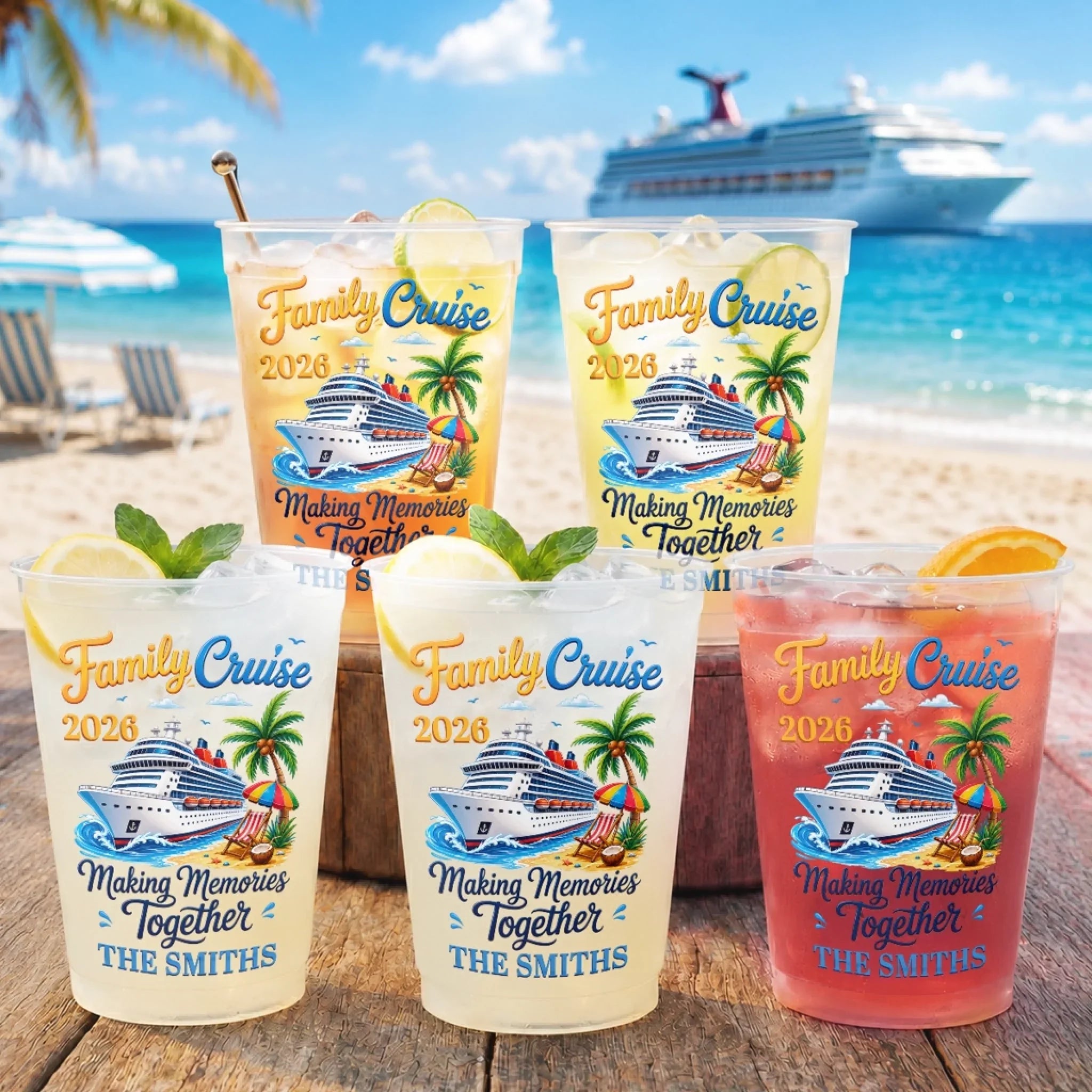 Custom Party Cups - Personalized Summer Vacation And Travel Gifts For Mom, Dad, Brother, Sister, Kids - Best Cruise Trip Ever