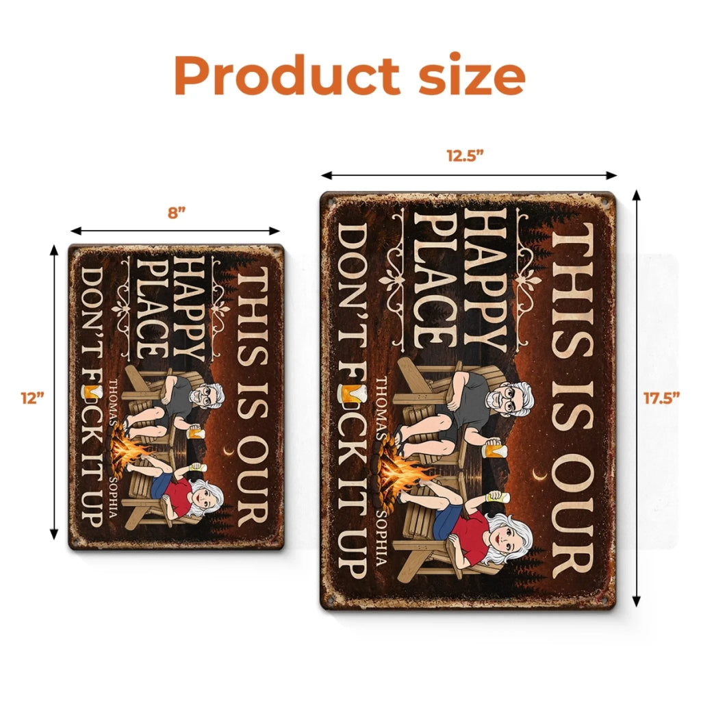 Custom Home Decor Metal Sign - Personalized  Summer Vacation And Travel Gifts For Husband And Wife, Him And Her - Campfire, Drinks And My Person