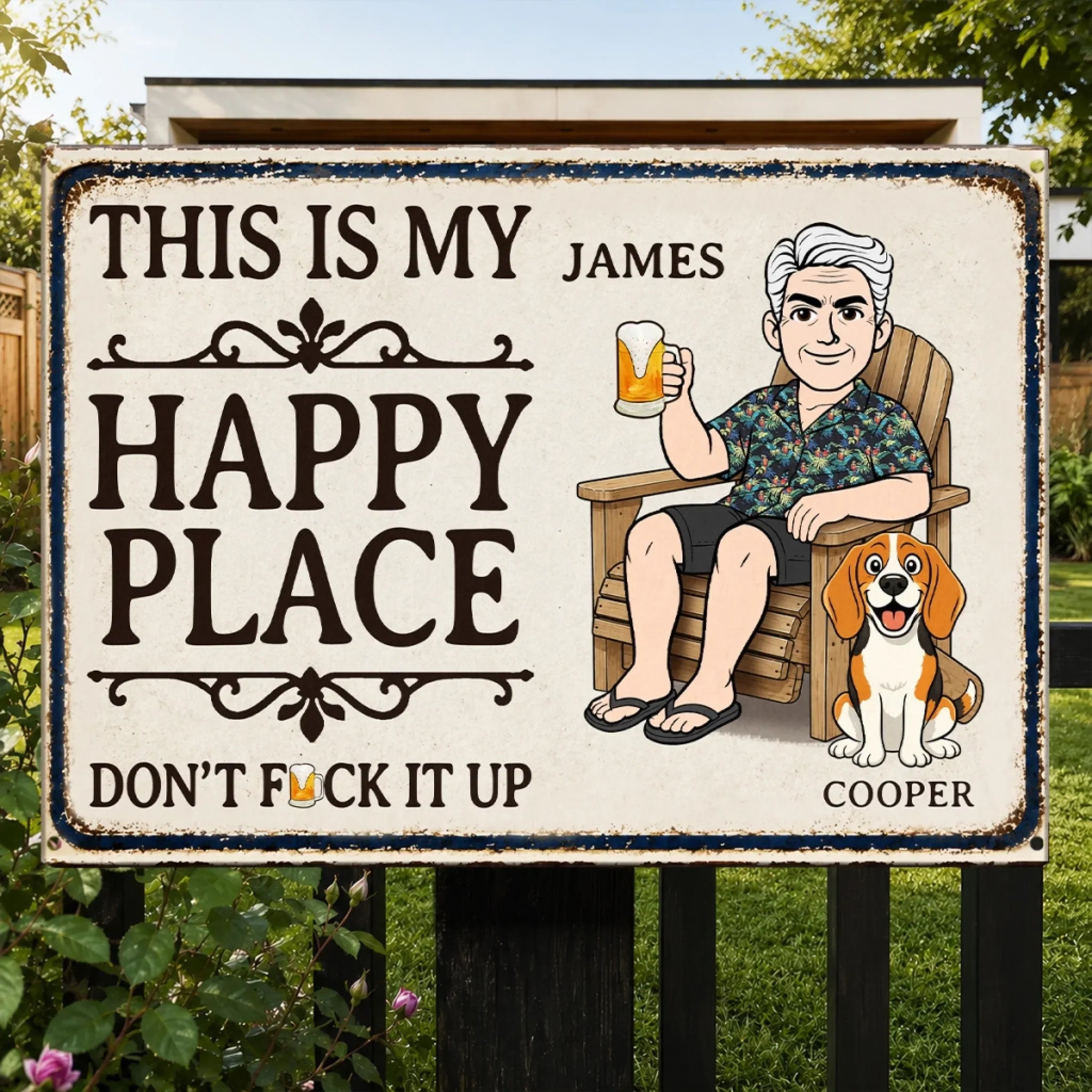 Custom Home Decor Metal Sign - Gifts For Dog Cat Lovers, Dog Dad And Mom, Cat Owners - My Happy Place