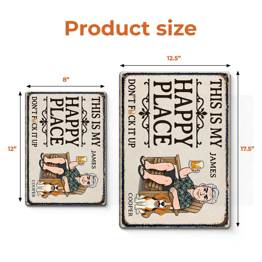 Custom Home Decor Metal Sign - Gifts For Dog Cat Lovers, Dog Dad And Mom, Cat Owners - My Happy Place