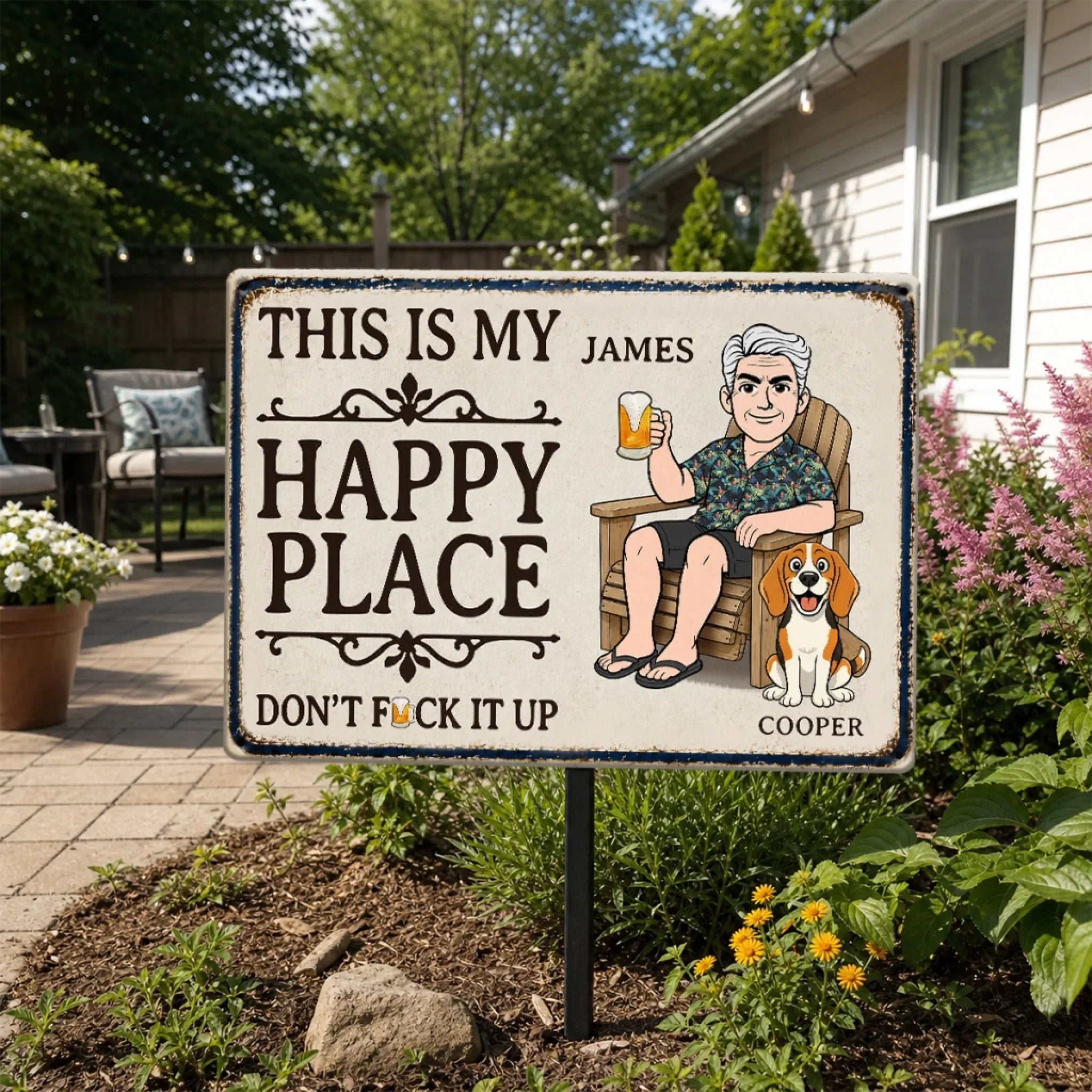 Custom Home Decor Metal Sign - Gifts For Dog Cat Lovers, Dog Dad And Mom, Cat Owners - My Happy Place
