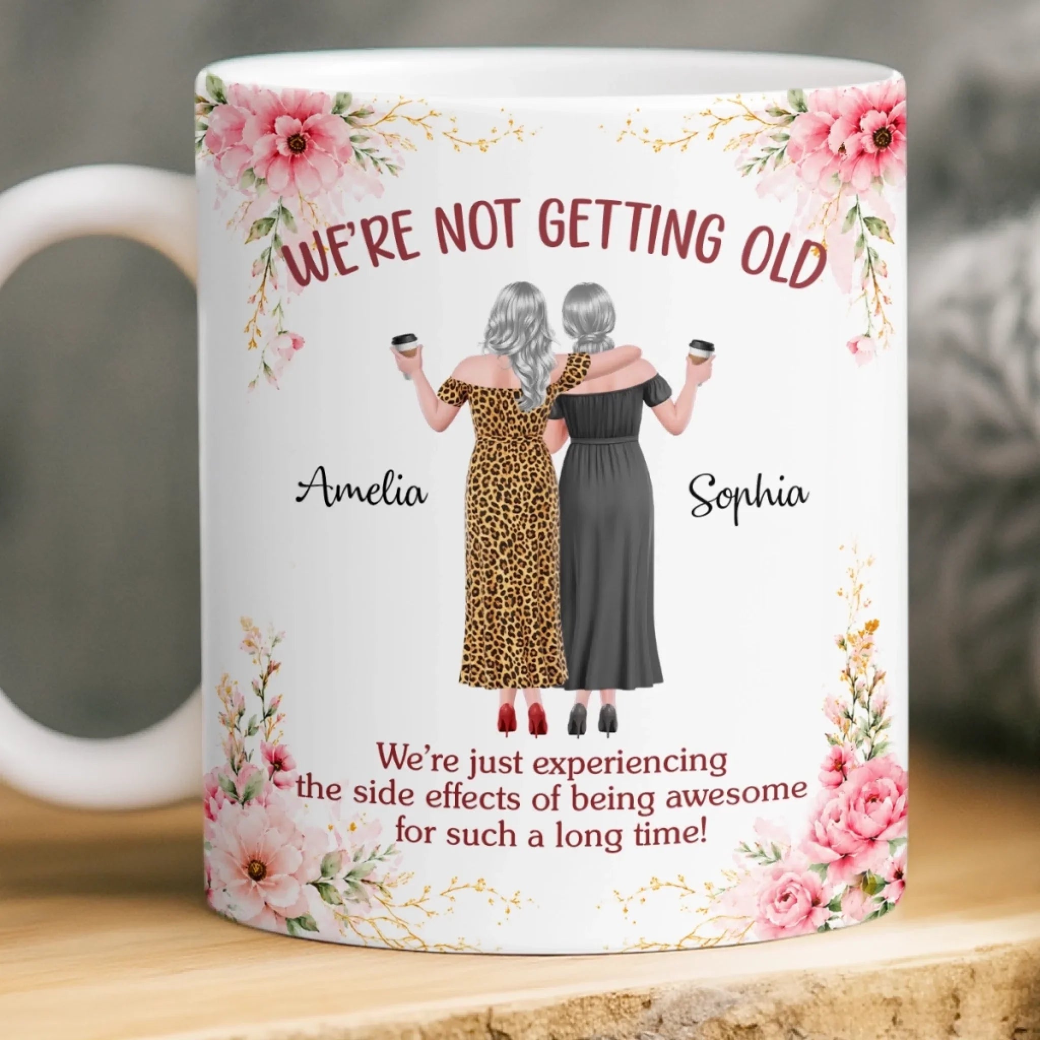 Custom Mug - Personalized Best Friend Birthday Gifts For Women, Besties, Sisters, BFF - Besties Forever For Life