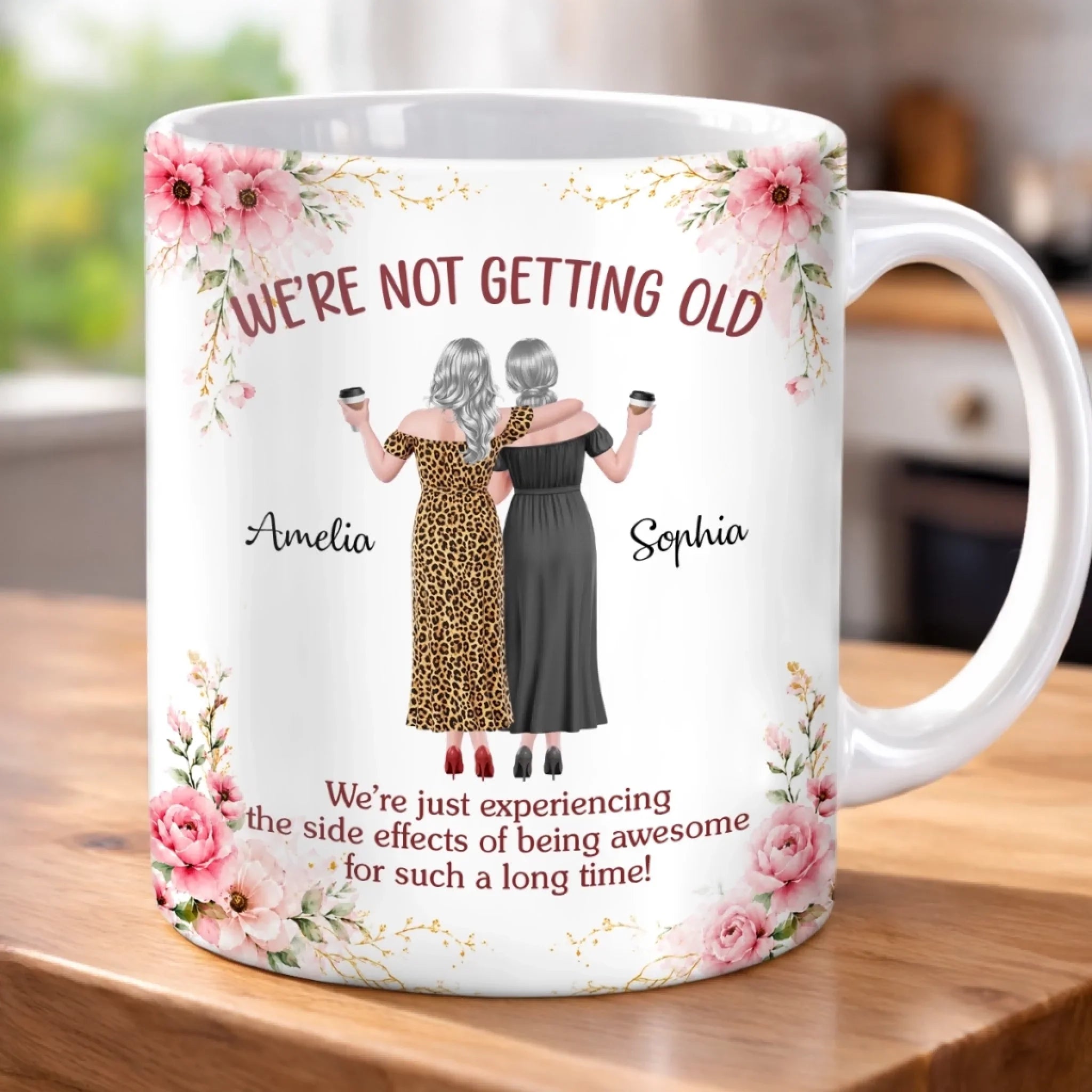 Custom Mug - Personalized Best Friend Birthday Gifts For Women, Besties, Sisters, BFF - Besties Forever For Life