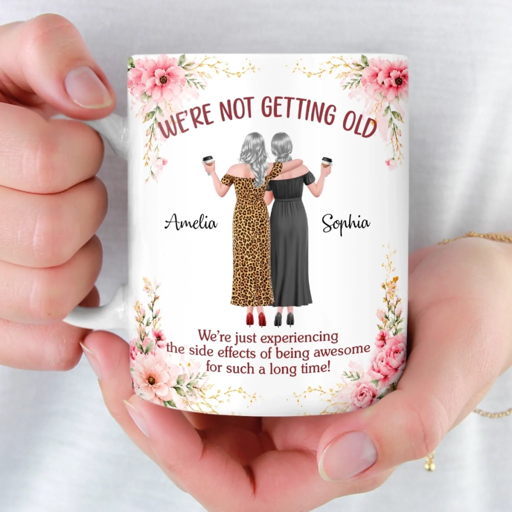 Custom Mug - Personalized Best Friend Birthday Gifts For Women, Besties, Sisters, BFF - Besties Forever For Life