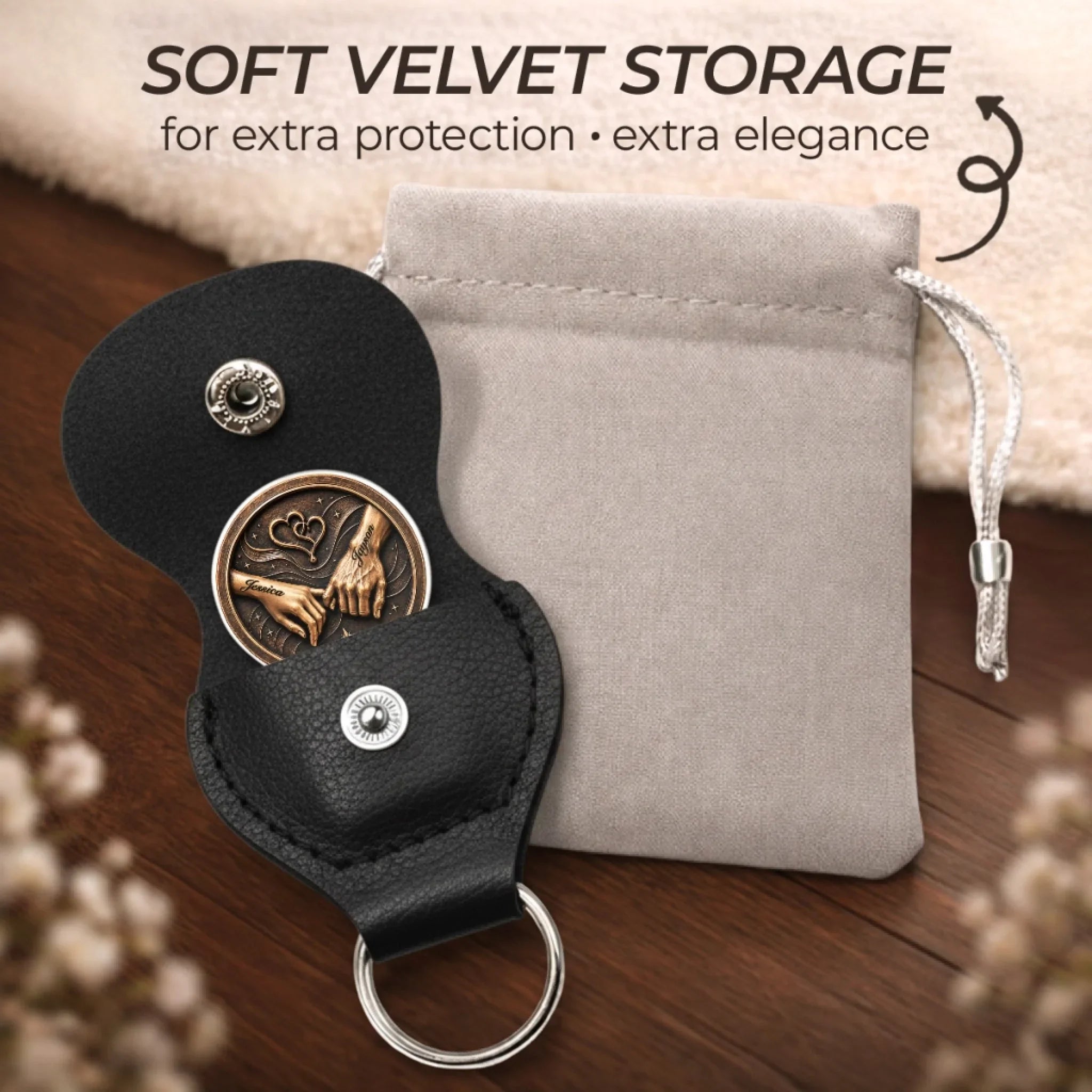 Custom Pocket Hug - Personalized Anniversary Wedding Gifts For Husband And Wife, Him And Her - A Timeless Token Of Love