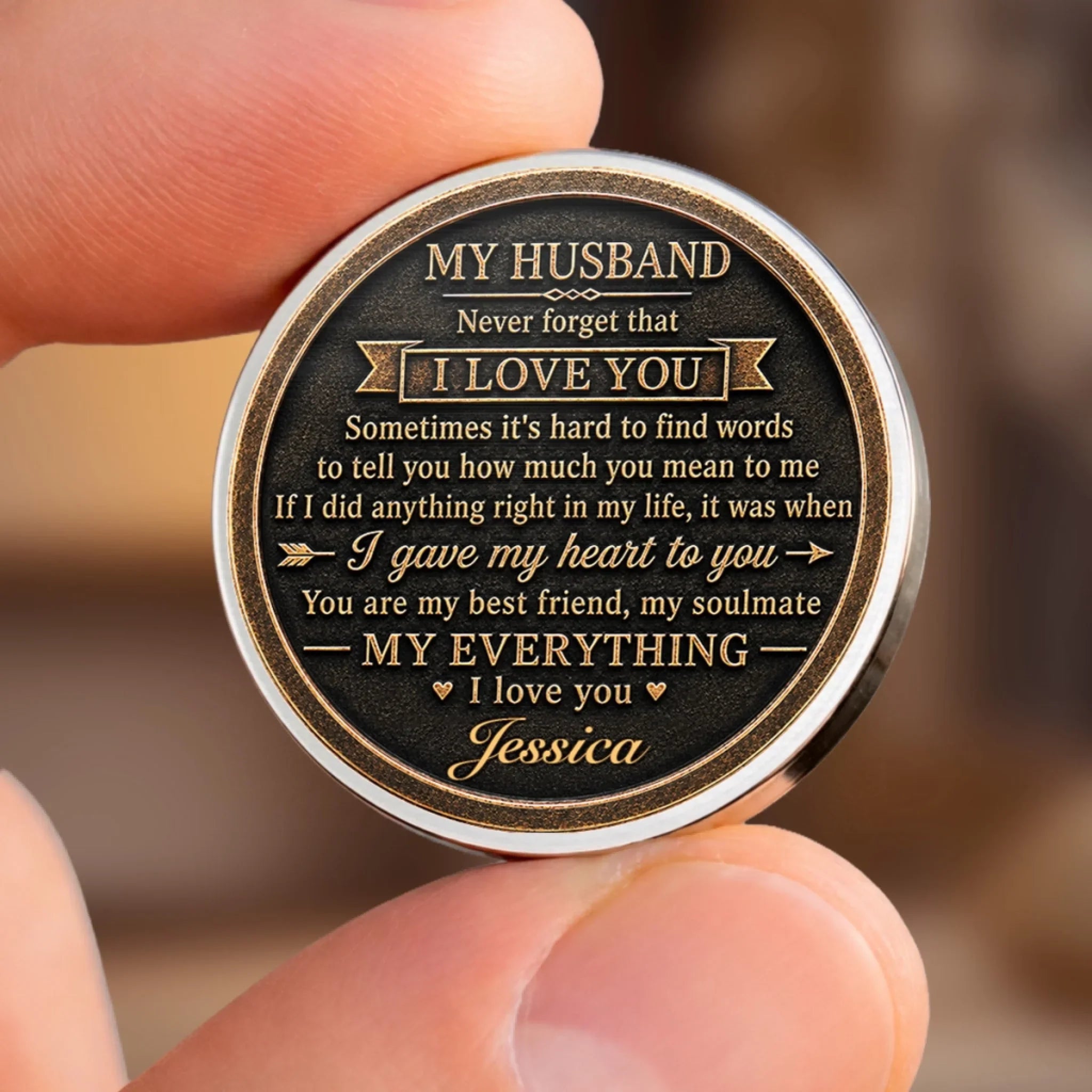 Custom Pocket Hug - Personalized Anniversary Wedding Gifts For Husband And Wife, Him And Her - A Timeless Token Of Love