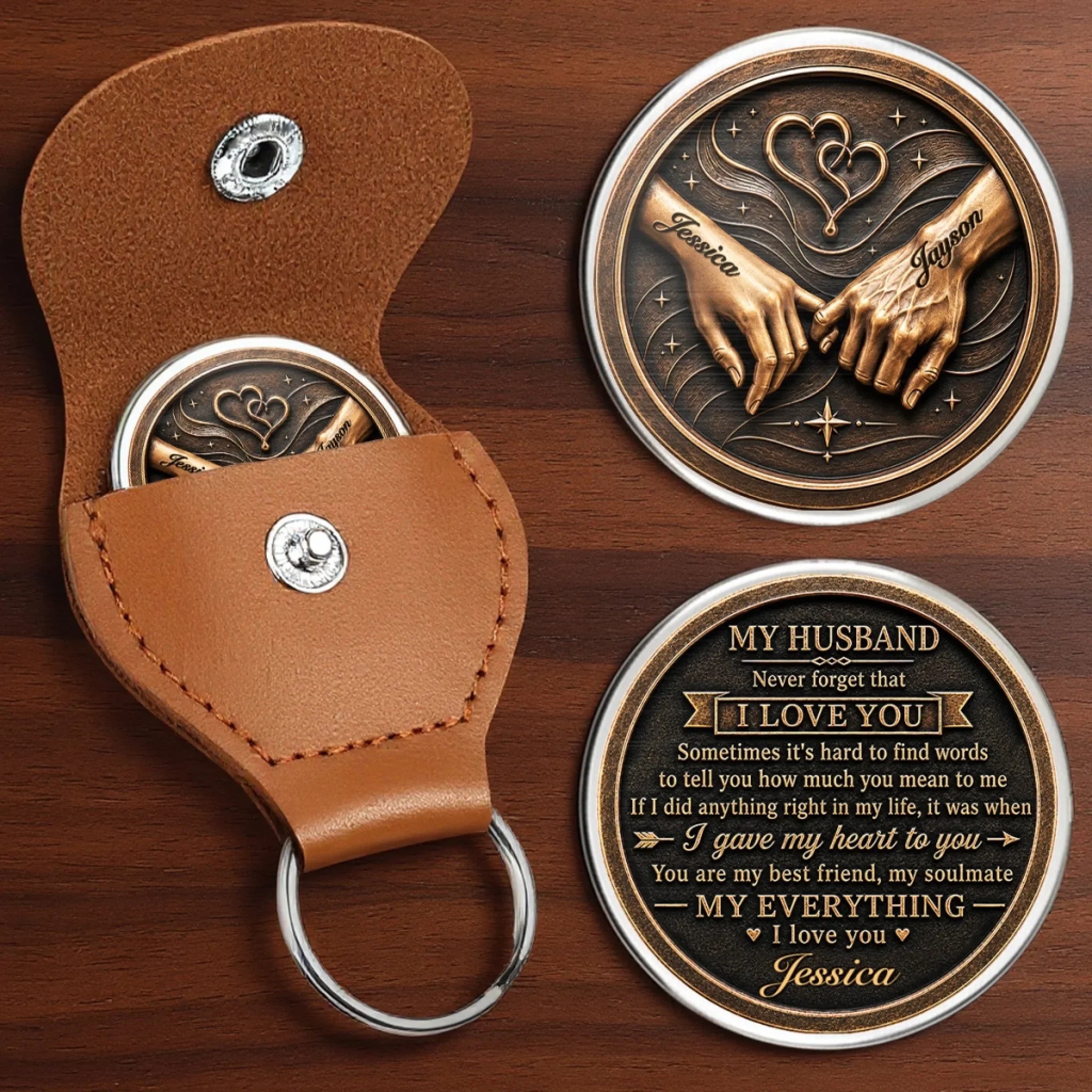 Custom Pocket Hug - Personalized Anniversary Wedding Gifts For Husband And Wife, Him And Her - A Timeless Token Of Love