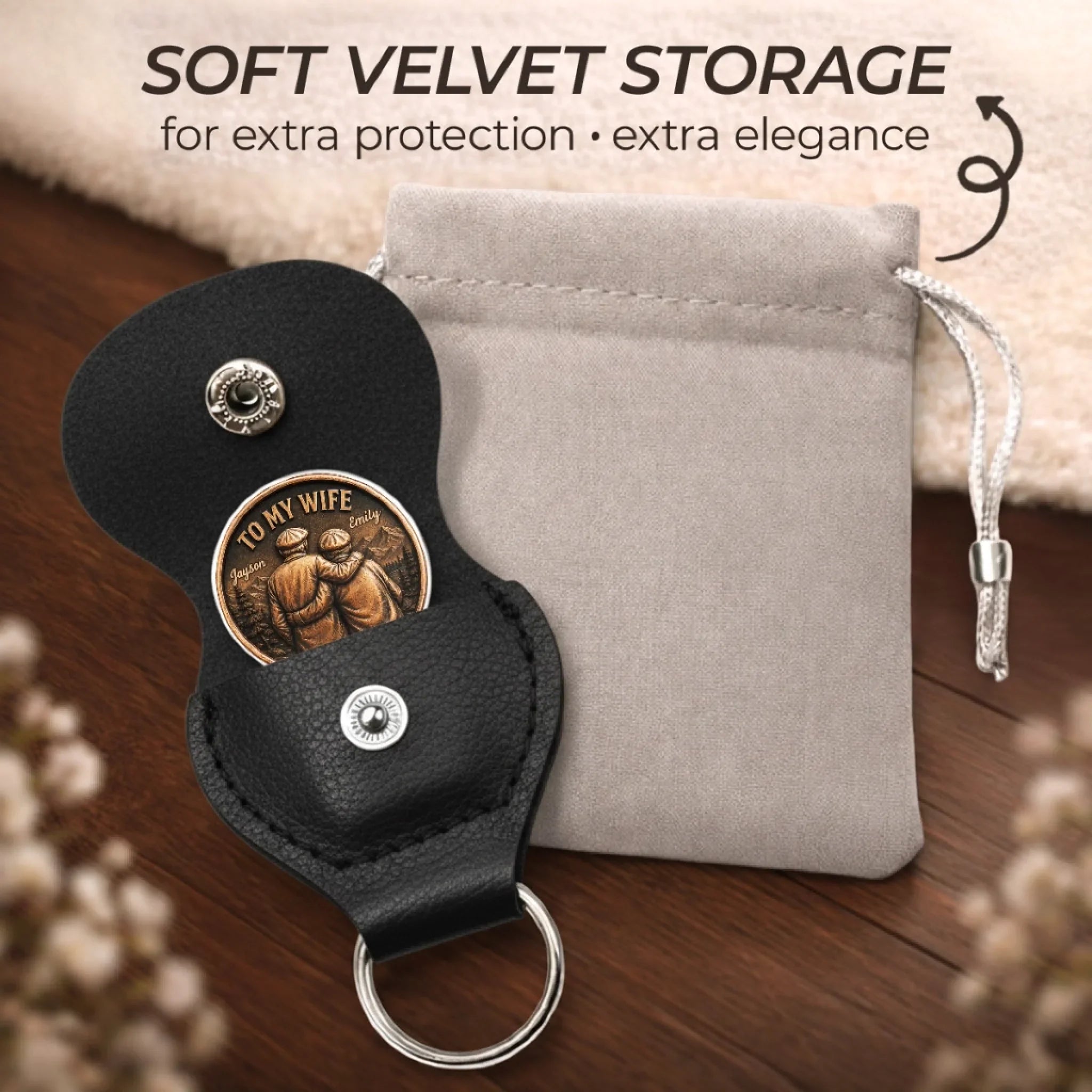 Custom Pocket Hug - Personalized Anniversary Wedding Gifts For Husband And Wife, Him And Her - Holding Onto Forever With You