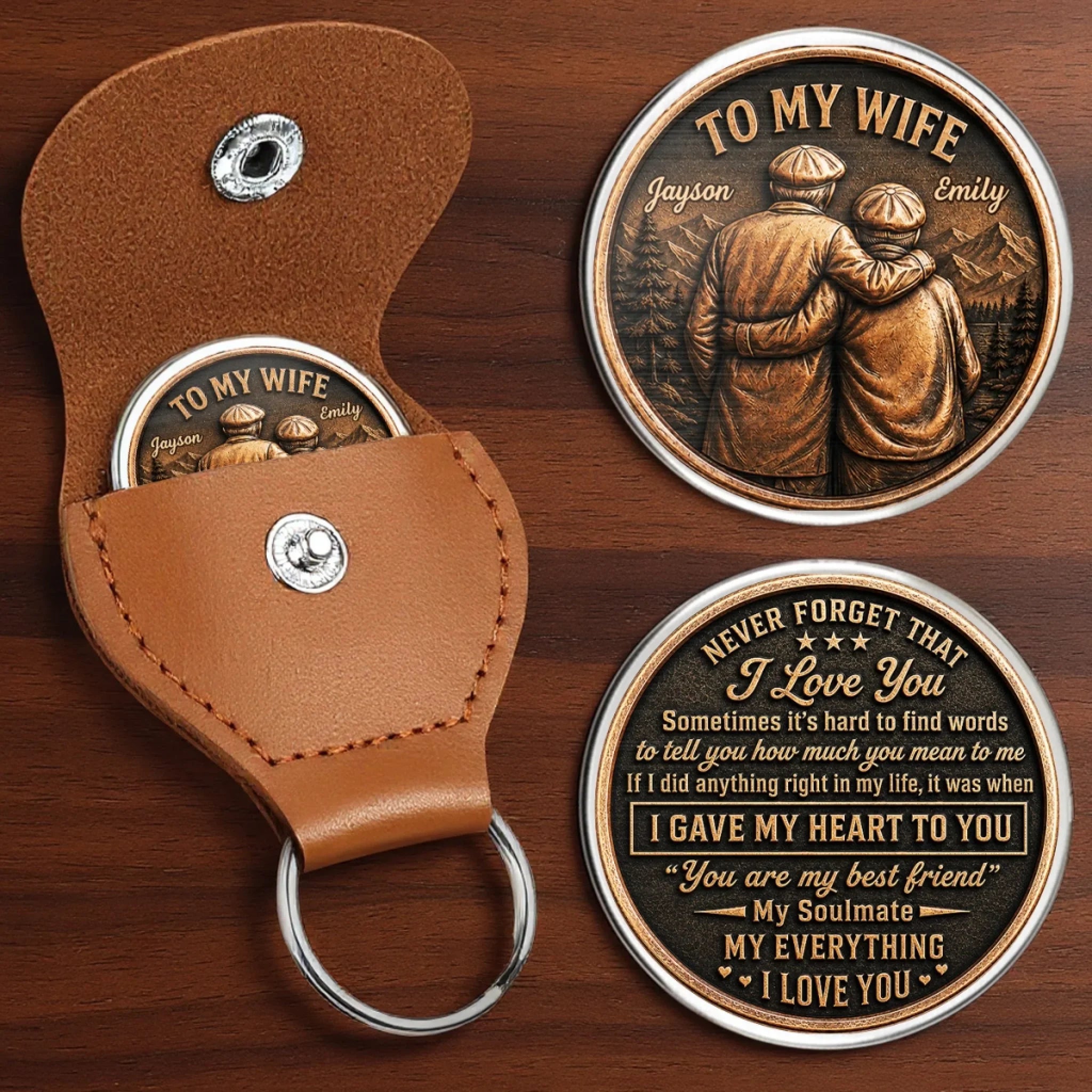 Custom Pocket Hug - Personalized Anniversary Wedding Gifts For Husband And Wife, Him And Her - Holding Onto Forever With You