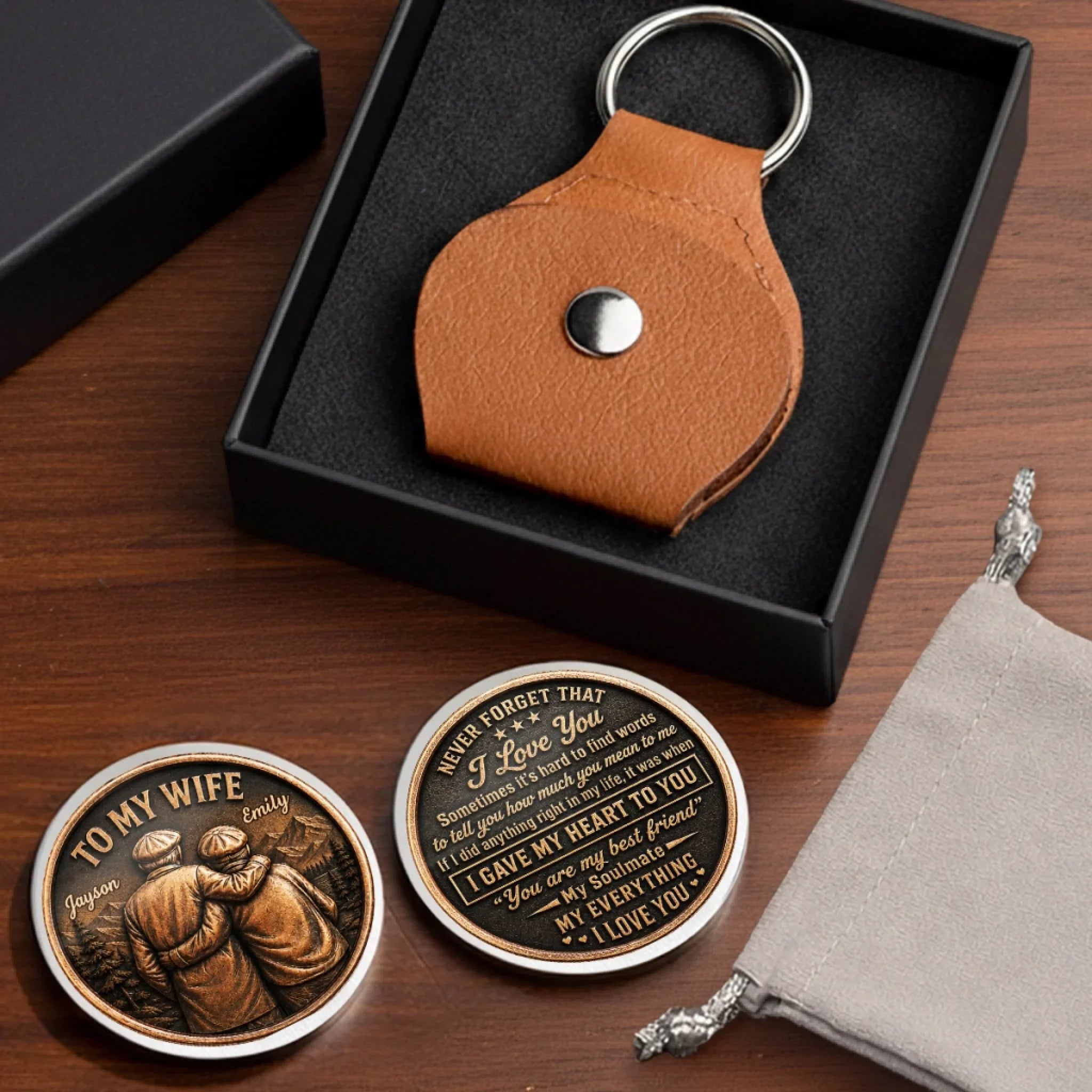 Custom Pocket Hug - Personalized Anniversary Wedding Gifts For Husband And Wife, Him And Her - Holding Onto Forever With You