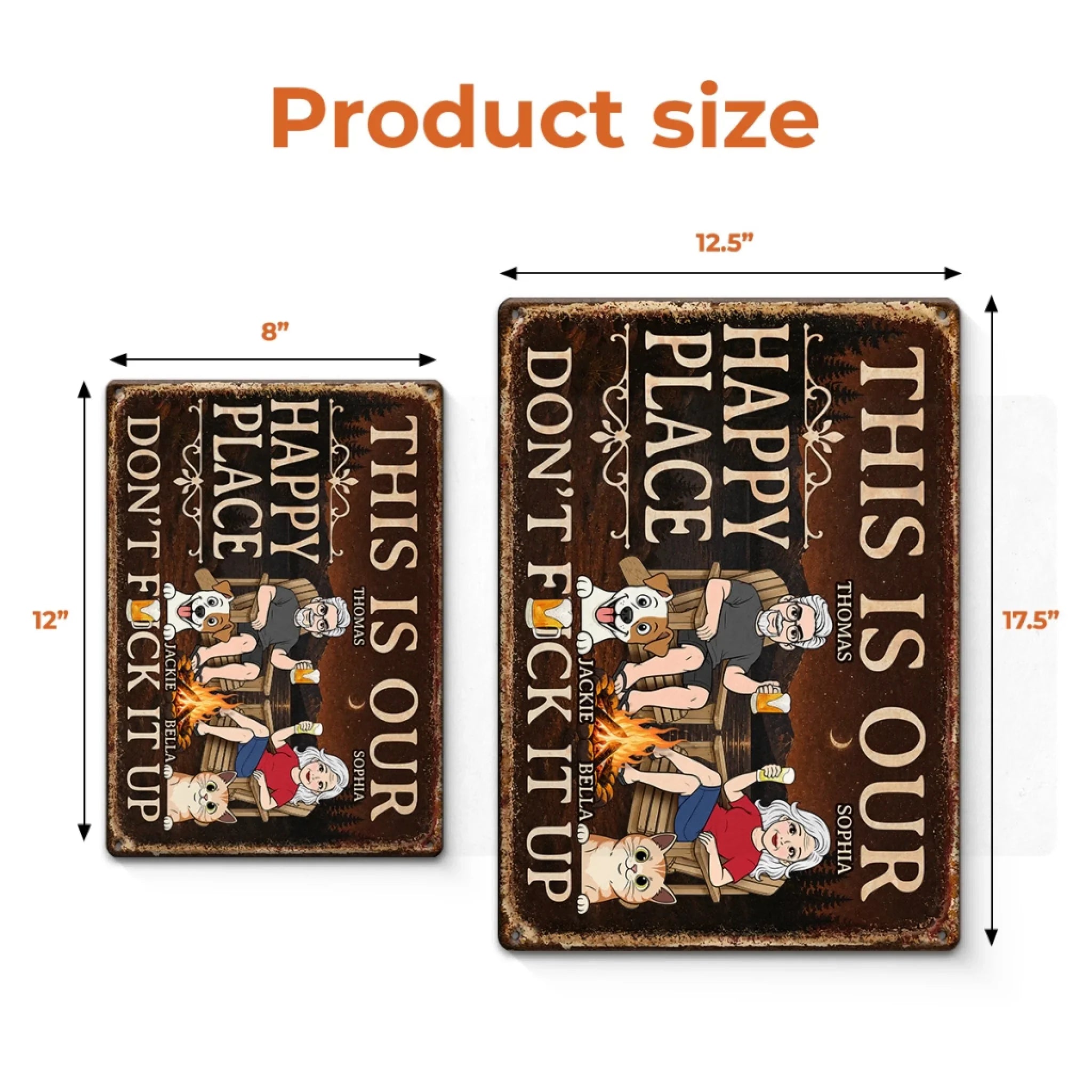 Custom Home Decor Metal Sign - Personalized  Anniversary Wedding Camping Gifts For Campers, Husband And Wife, Dog Cat Lovers - Campfires, Drinks And Furry Chaos