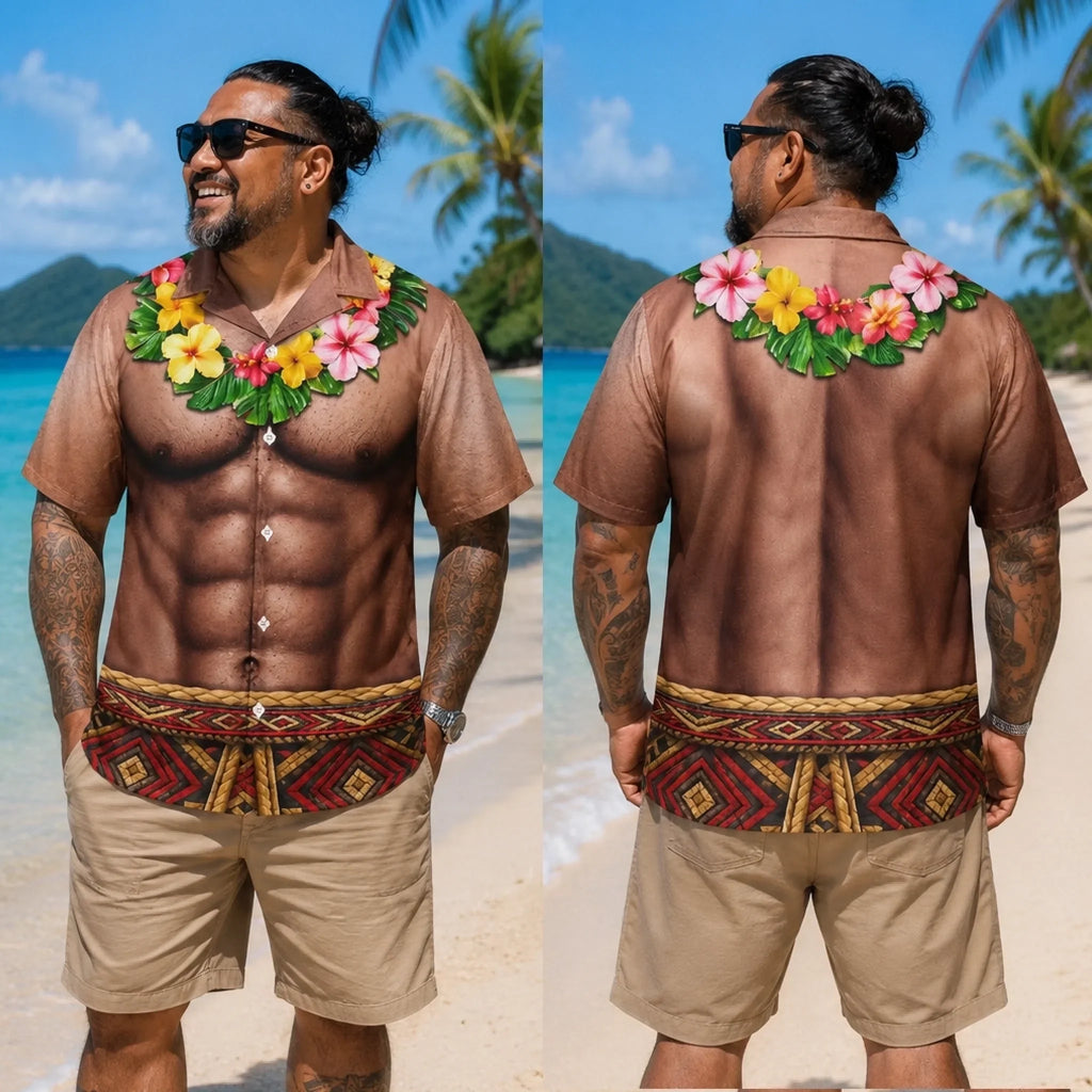 Custom Funny Unisex Tropical Hawaiian Aloha Shirt - Personalized Summer Vacation And Travel Gifts For Men - Abs On Demand
