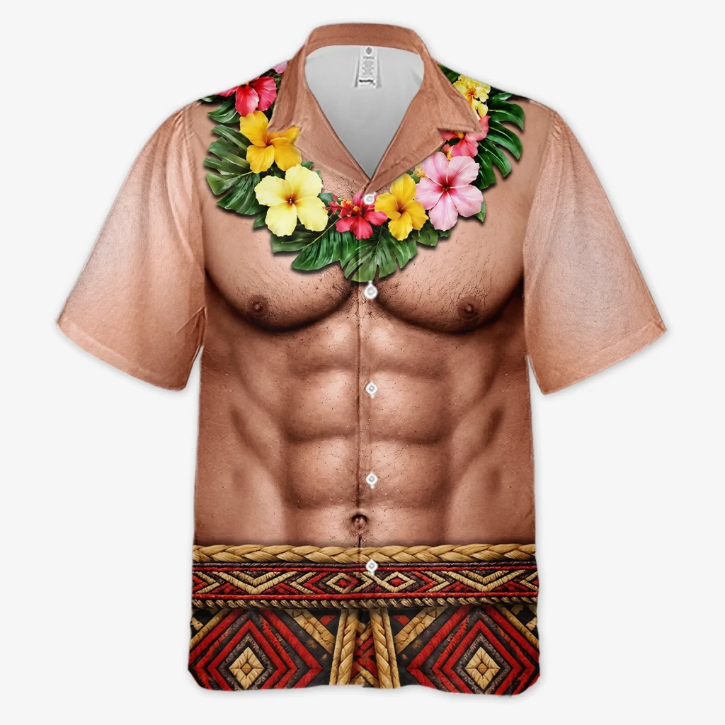 Custom Funny Unisex Tropical Hawaiian Aloha Shirt - Personalized Summer Vacation And Travel Gifts For Men - Abs On Demand