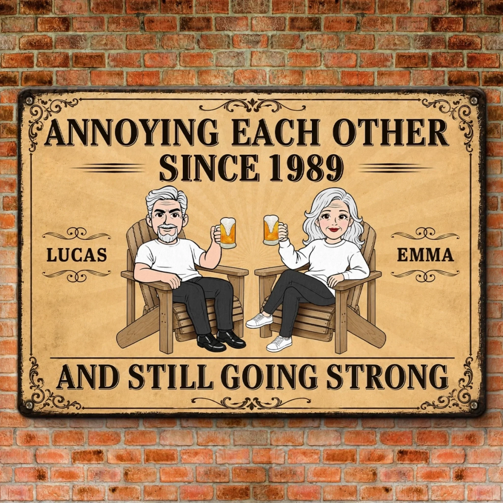 Custom Home Decor Metal Sign - Personalized  Anniversary Wedding Gifts For Husband And Wife, Him And Her - Aging Like Fine Wine Together
