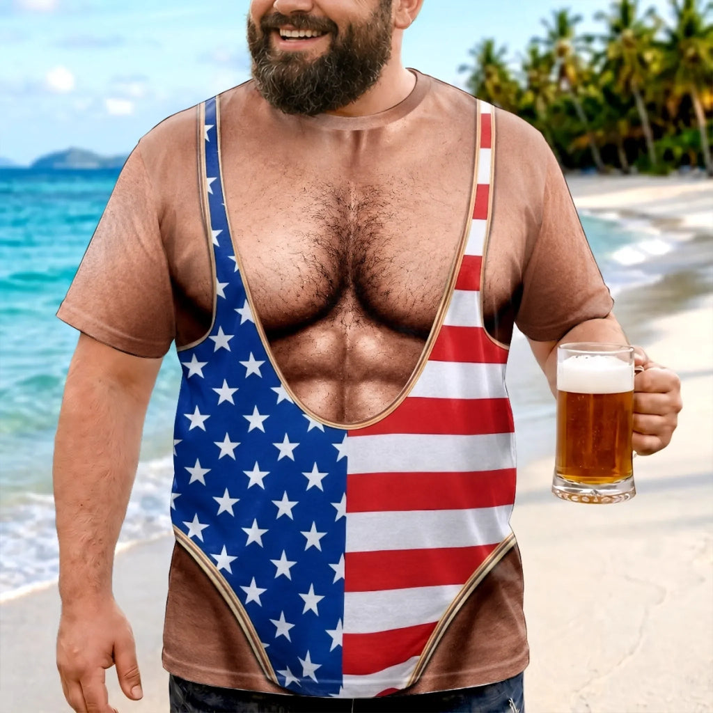 Custom Funny Patriotic T-shirt - Personalized Birthday Gifts For Men - Beach Body Included