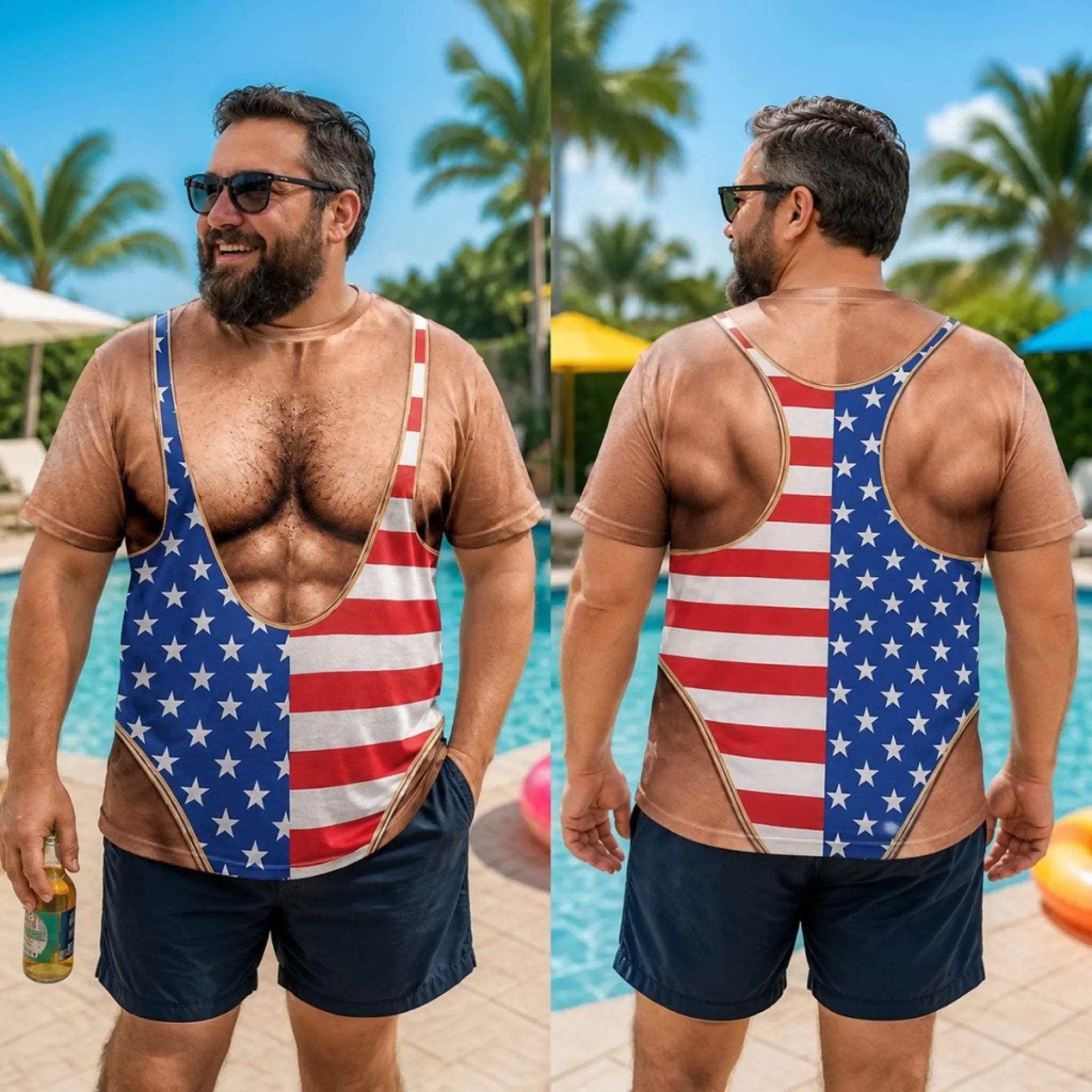 Custom Funny Patriotic T-shirt - Personalized Birthday Gifts For Men - Beach Body Included